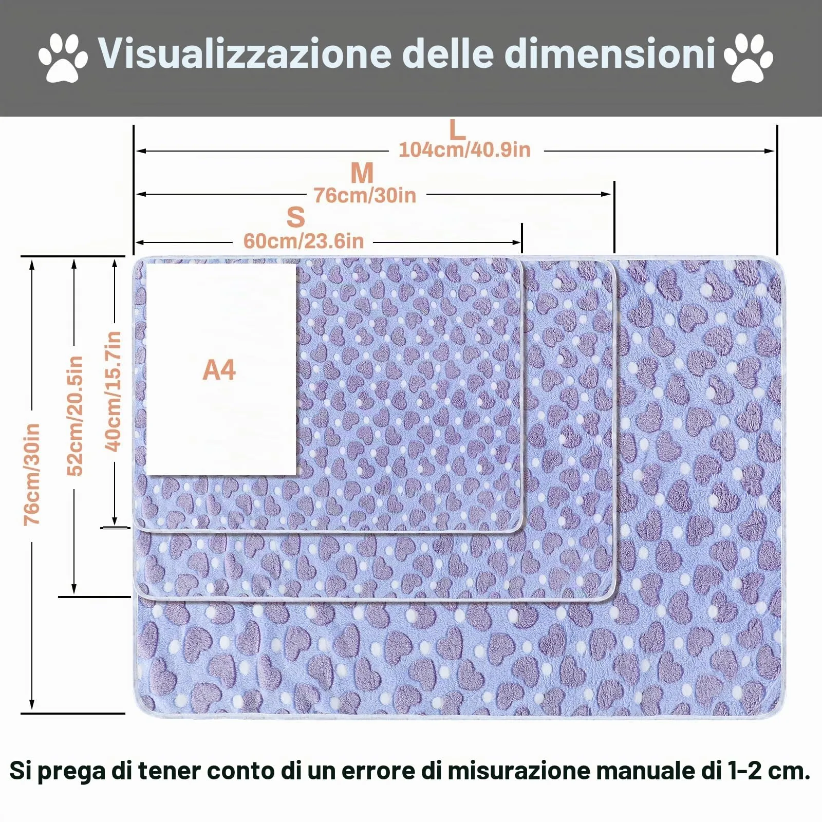 COMSLE Coperta per Cani e Gatti in Flanella, 3 Pezzi, 76 x 52 cm, Amore Rainbow - immagine 7
