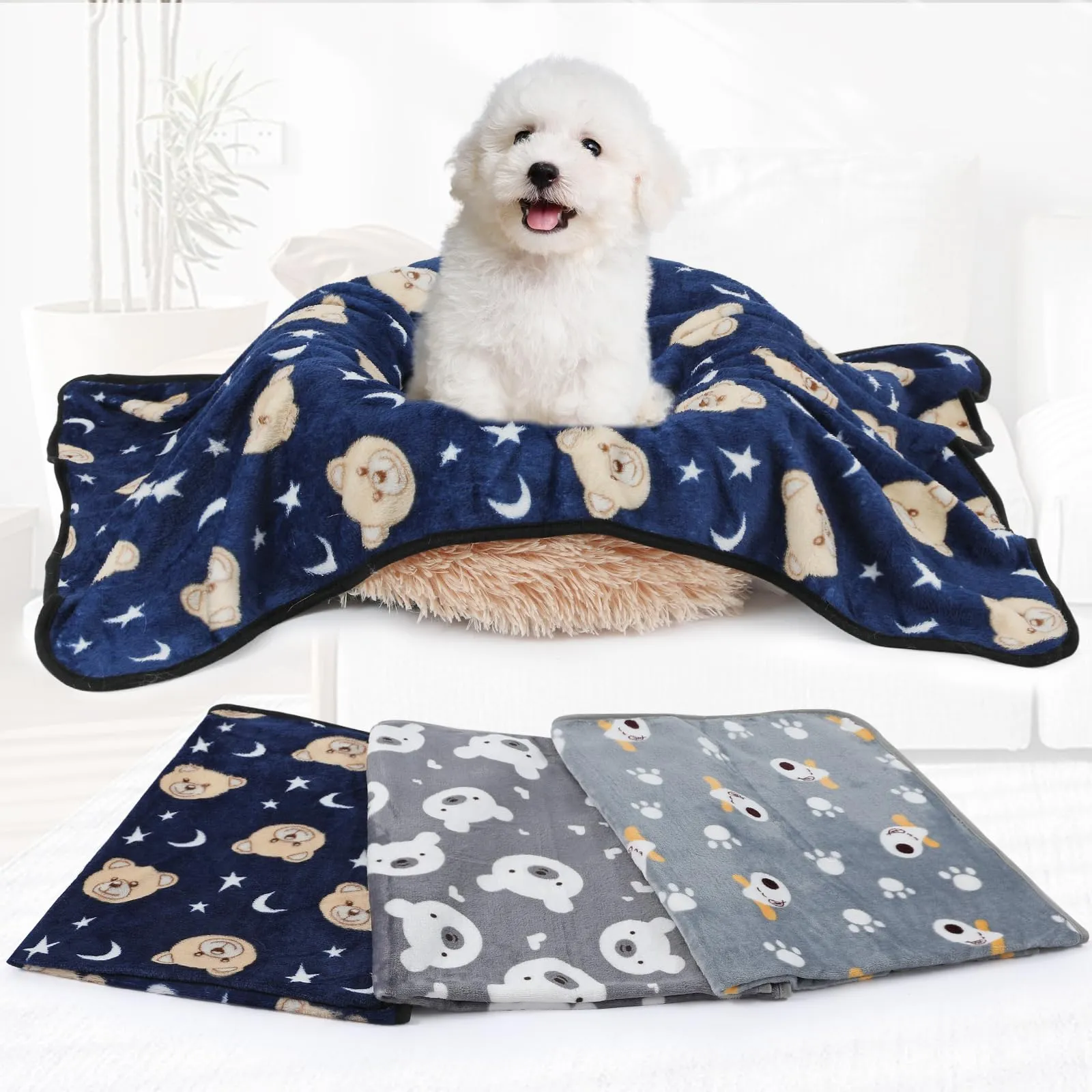 COMSLE Coperta per Cani e Gatti in Flanella, Lavabile, 3 Pezzi, 76 x 104 cm, Levriero - immagine 7