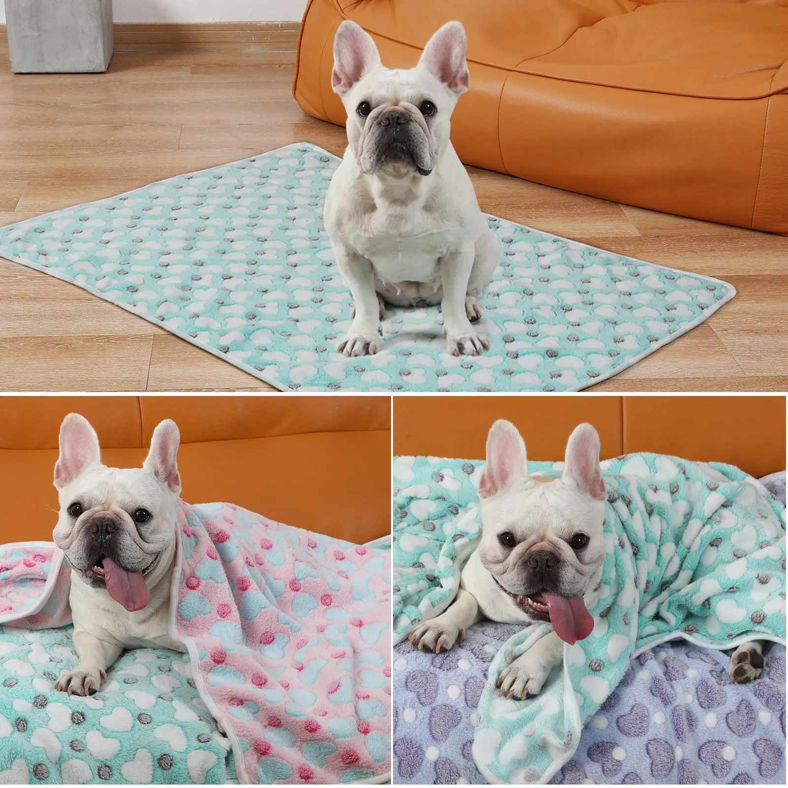 COMSLE Coperta per Cani e Gatti in Flanella, 3 Pezzi, Lavabile, 76 x 104 cm, Amore Rainbow - immagine 6