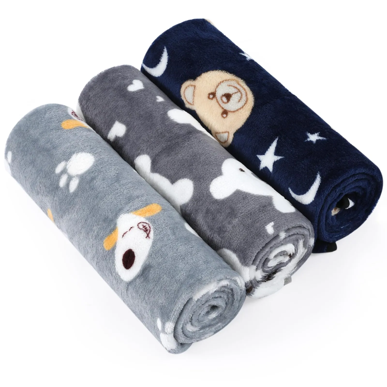 COMSLE Coperta per Cani e Gatti in Flanella, Lavabile, 3 Pezzi, 76 x 52 cm, Levriero - immagine 1