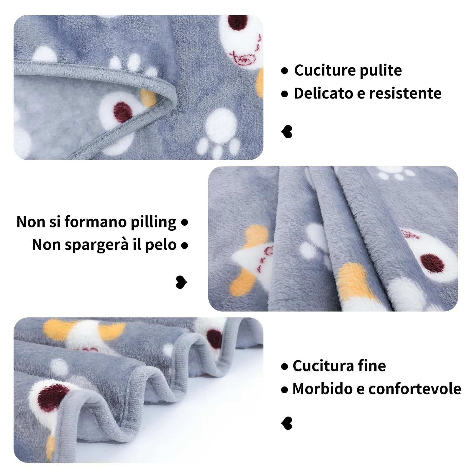 COMSLE Coperta per Cani e Gatti in Flanella, Lavabile, 3 Pezzi, 76 x 52 cm, Levriero - immagine 4