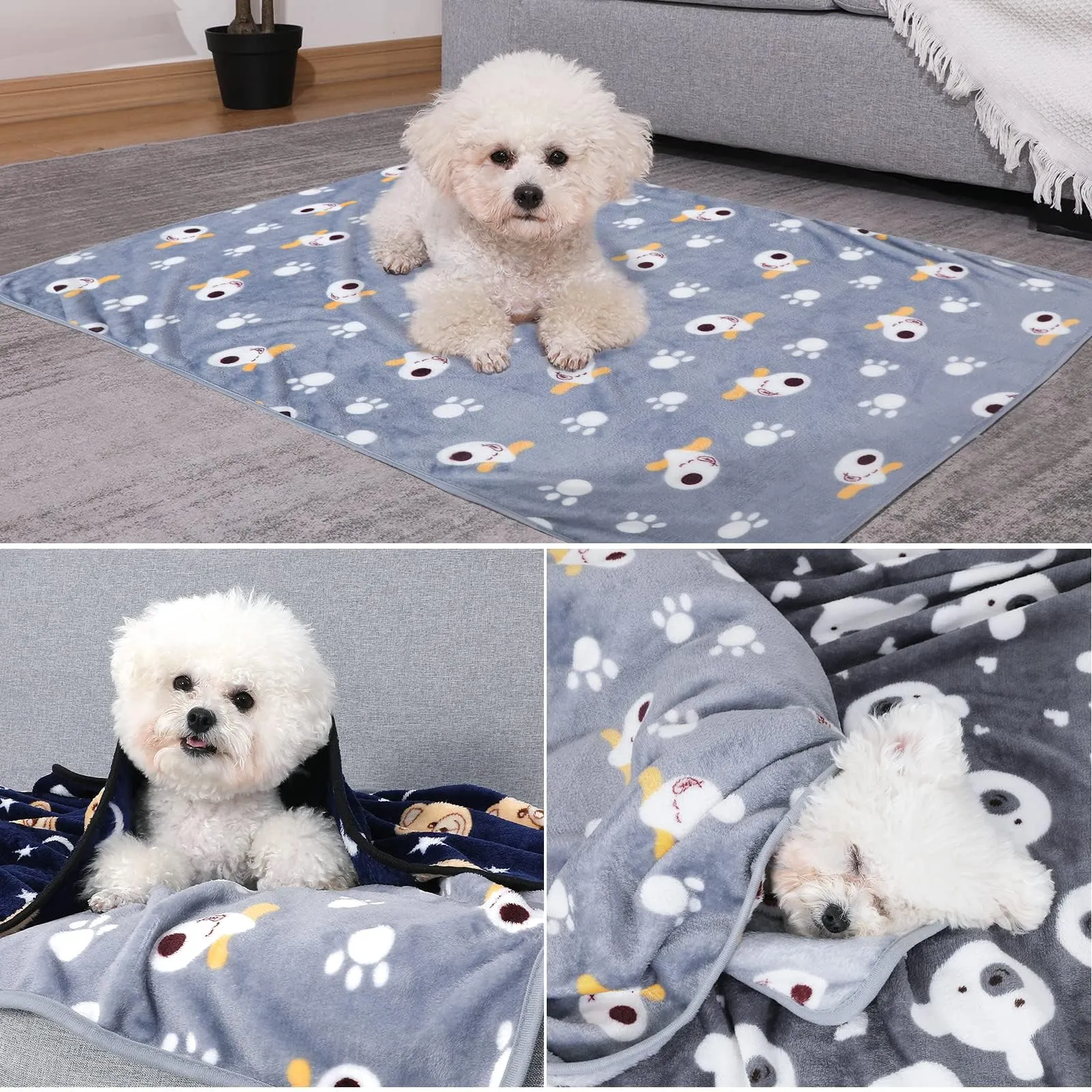 COMSLE Coperta per Cani e Gatti in Flanella, Lavabile, 3 Pezzi, 76 x 52 cm, Levriero - immagine 6