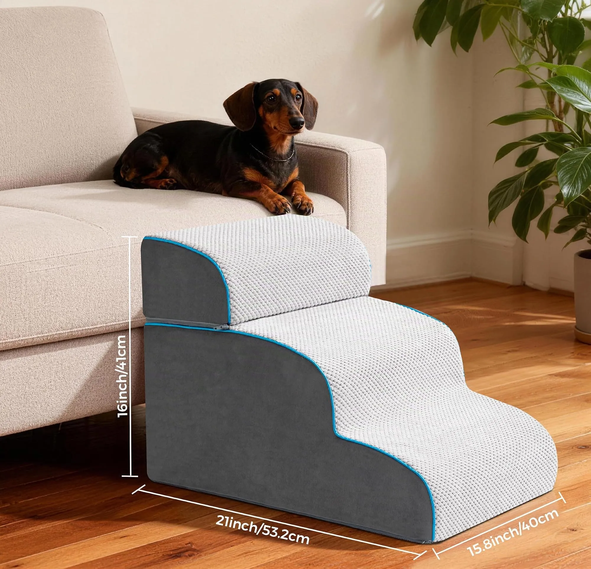 Kohentact Scaletta e Rampa per Cani, 33-61 cm, Schiuma 40D, Grigio - immagine 8