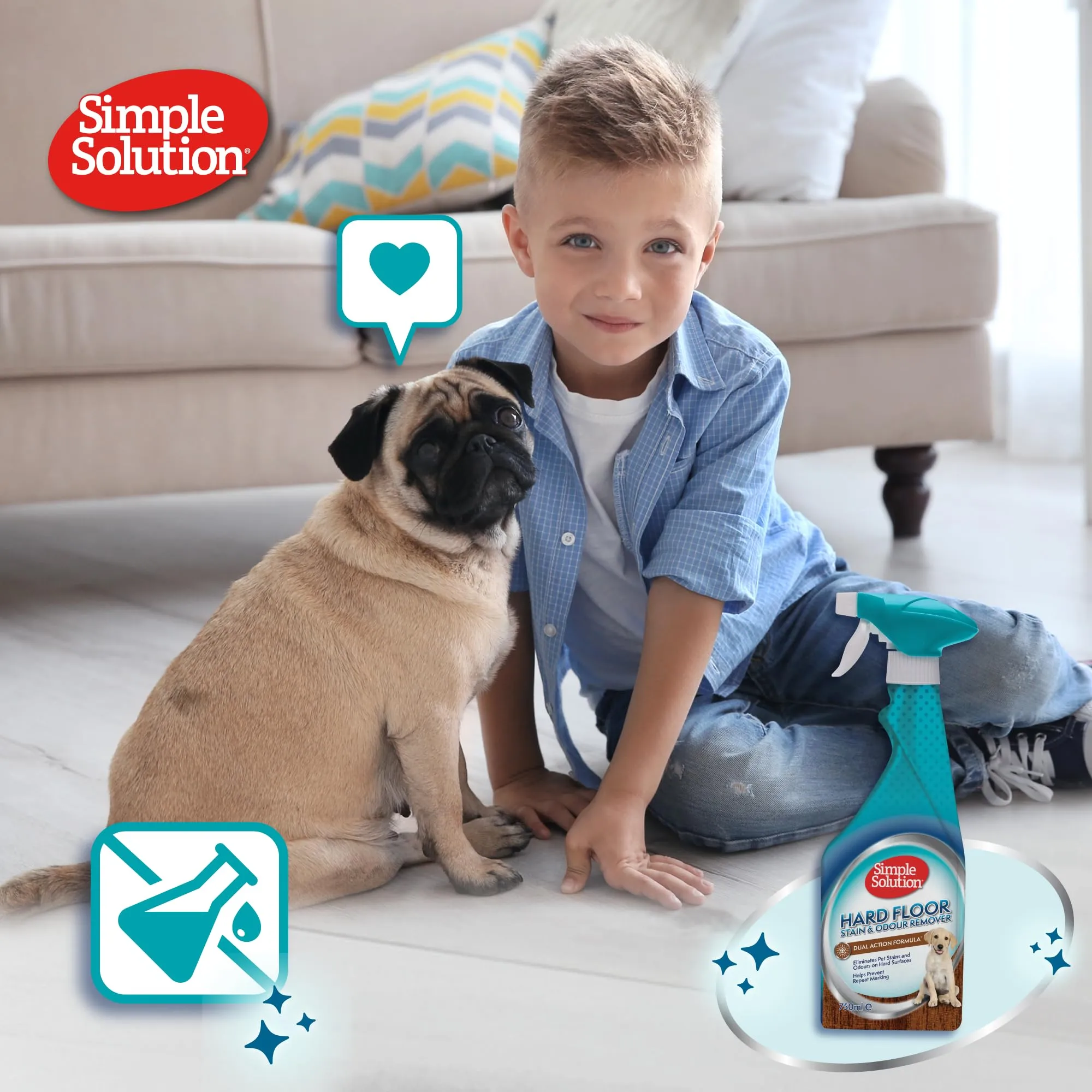 Simple Solution Spray Rimuovi Macchie e Odori Pavimenti Duri, 4 x 750ml - immagine 5