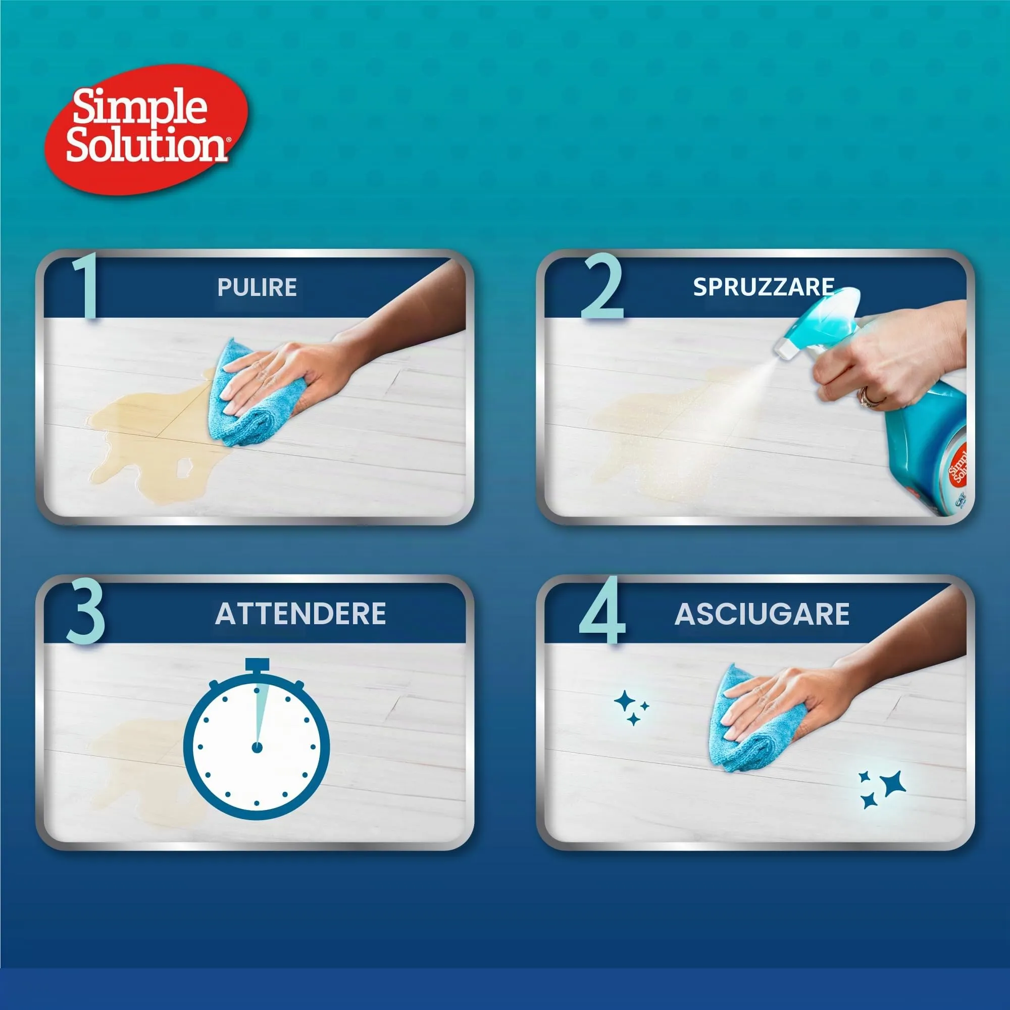 Simple Solution Spray Rimuovi Macchie e Odori Pavimenti Duri, 4 x 750ml - immagine 6