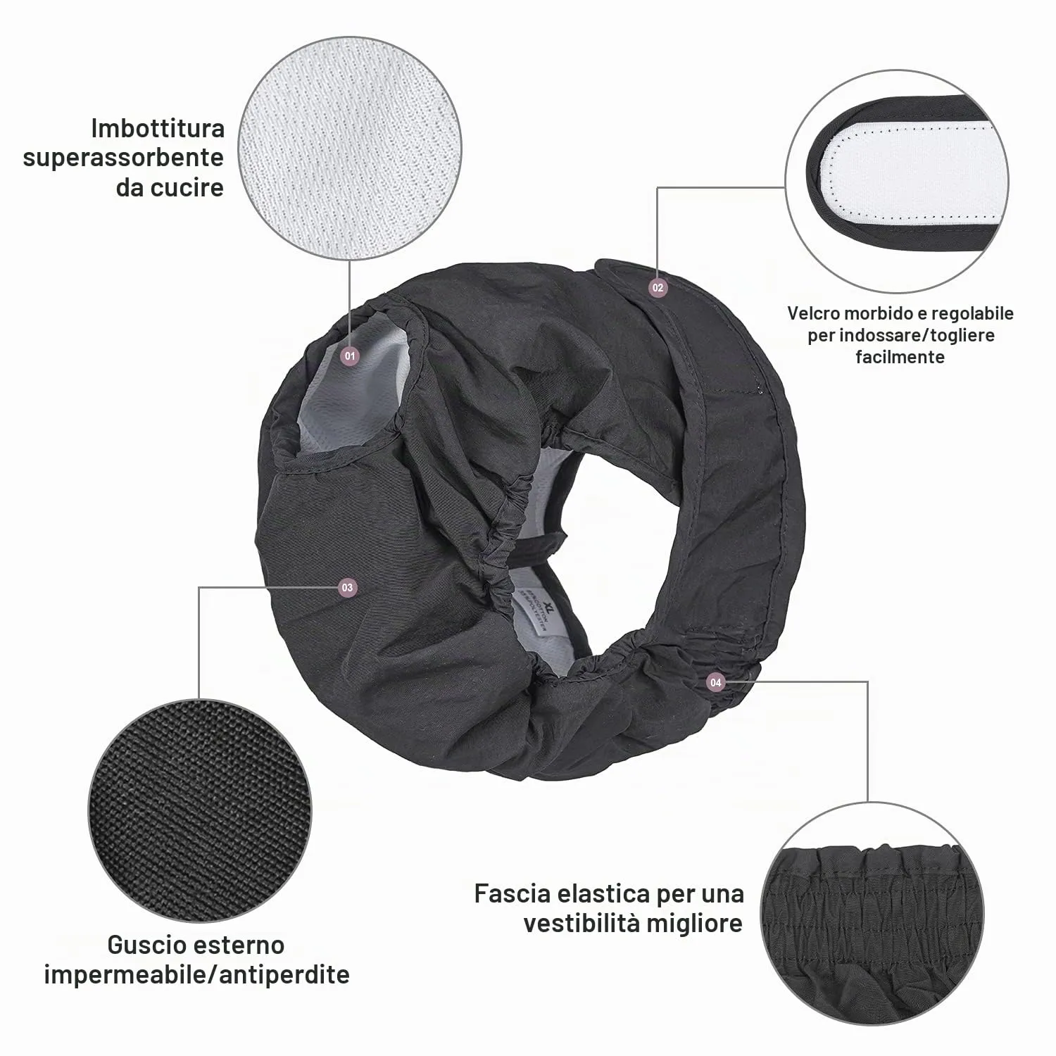 BePetMia Pannolini Lavabili per Cani Femmine, Mutande Riutilizzabili Assorbenti, 3-Packs, L - immagine 3
