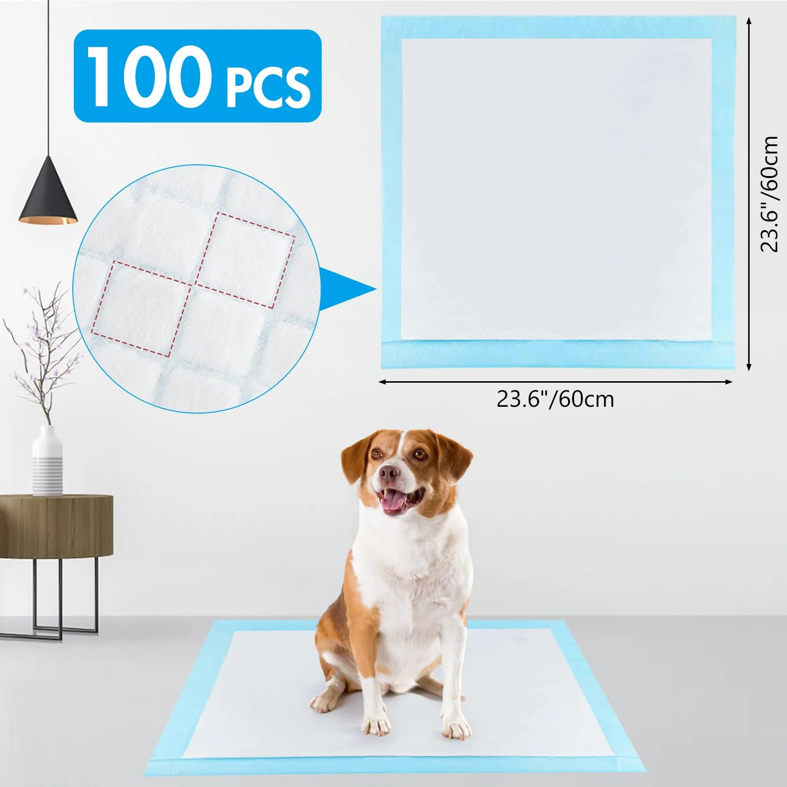KALBIGRO Tappetini Igienici per Cani, 60 x 60 cm, 100 Pezzi, 5 Strati Assorbenti - immagine 2