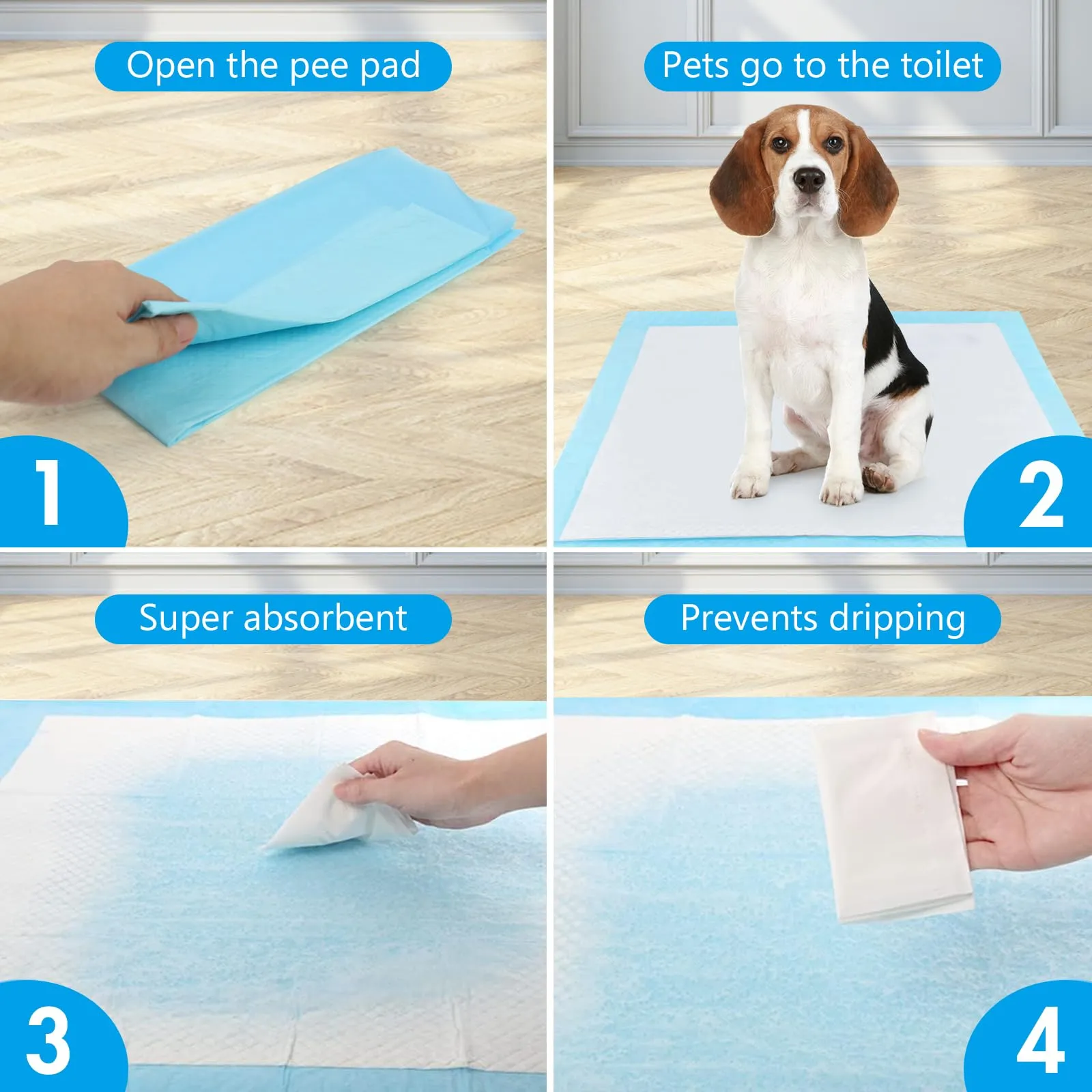KALBIGRO Tappetini Igienici per Cani, 60 x 60 cm, 100 Pezzi, 5 Strati Assorbenti - immagine 3