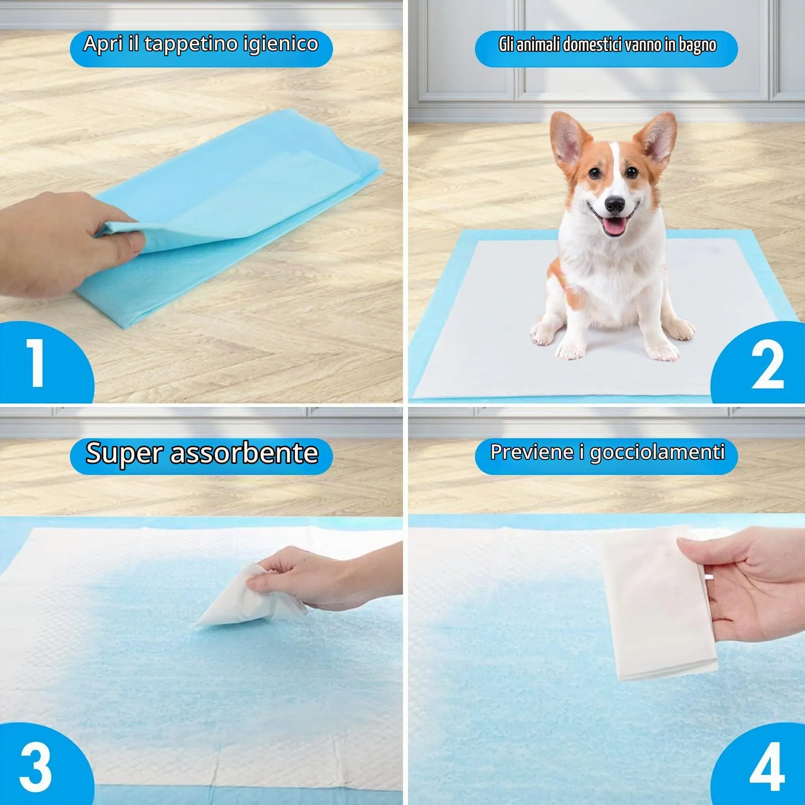 KALBIGRO Tappetini Igienici per Cani, 33 x 45cm, 5 Strati Assorbenti, 100 Pezzi - immagine 3