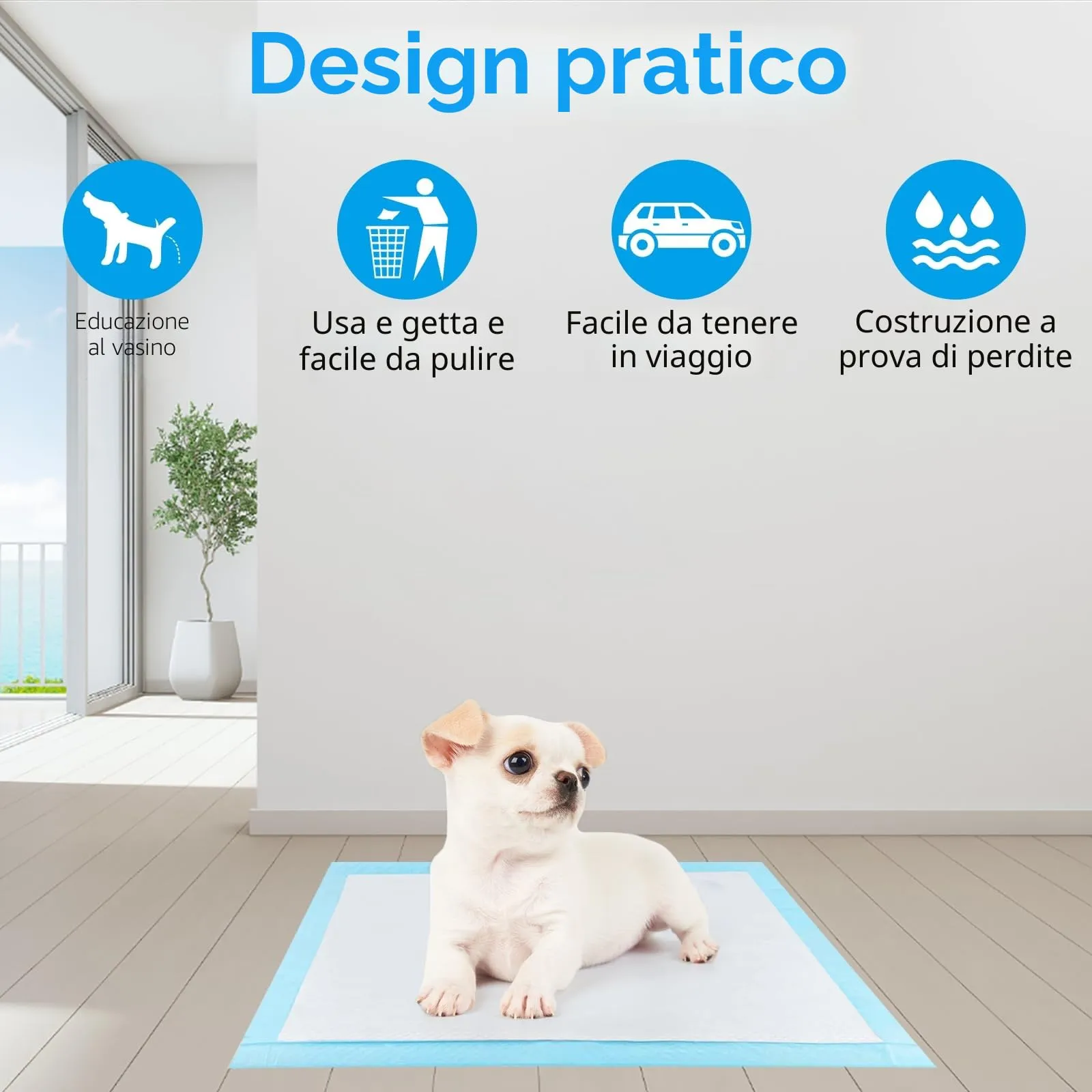 KALBIGRO Tappetini Igienici per Cani, 33 x 45cm, 5 Strati Assorbenti, 100 Pezzi - immagine 5