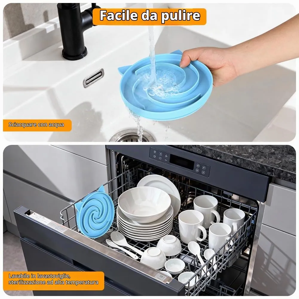 Alaoo Ciotola Anti Ingozzamento con Base Antiscivolo, Blu Lago - immagine 6