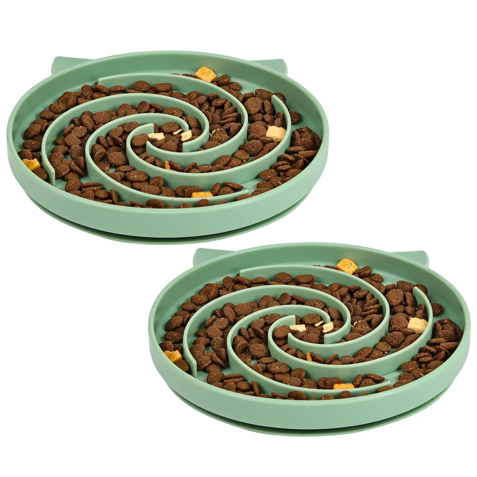 Alaoo Ciotola Anti Ingozzamento con Base Antiscivolo, 2 Pezzi, Verde Militare - immagine 1