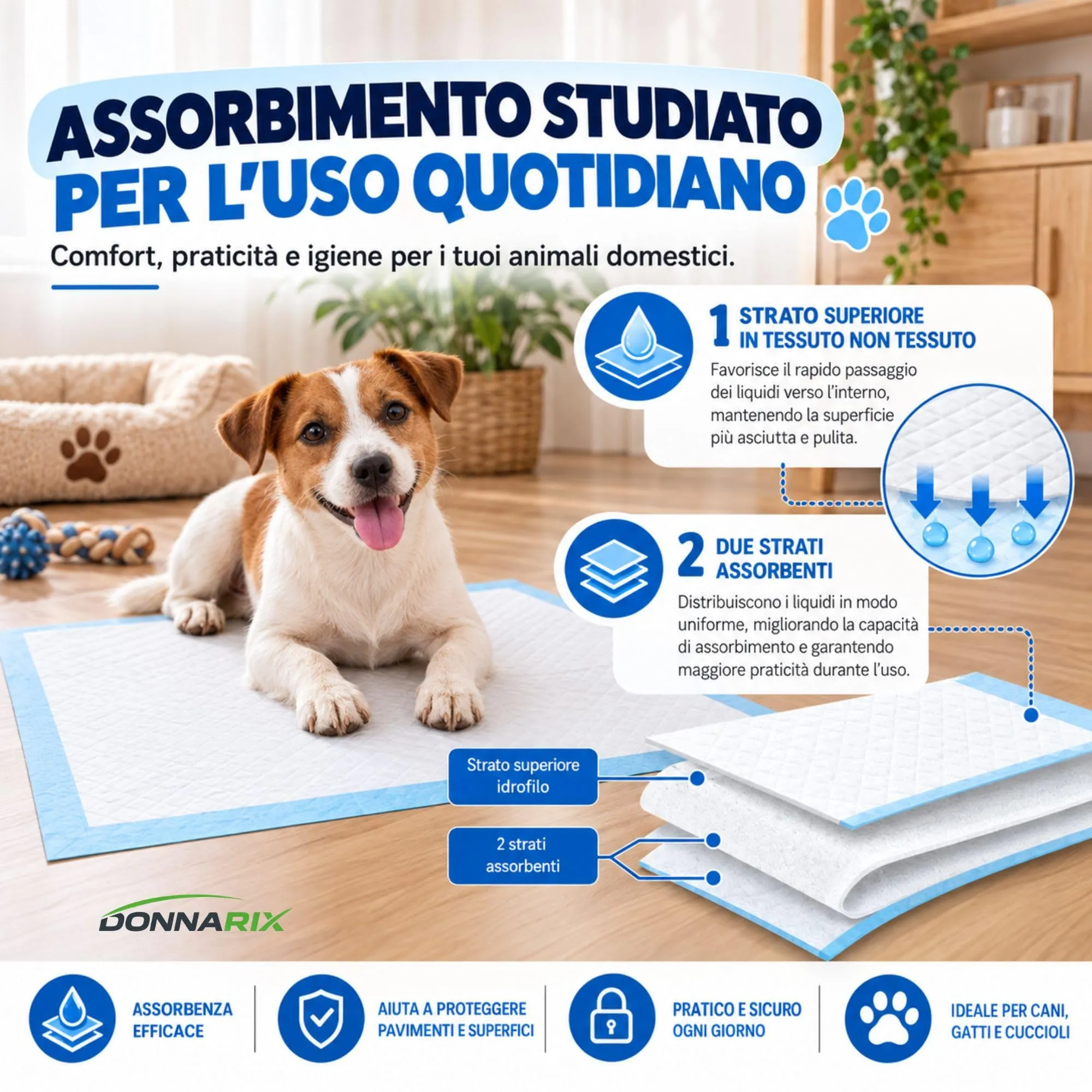 Donnarix Traversine Cani 60x90, 5 Strati, 120 Pezzi - immagine 4