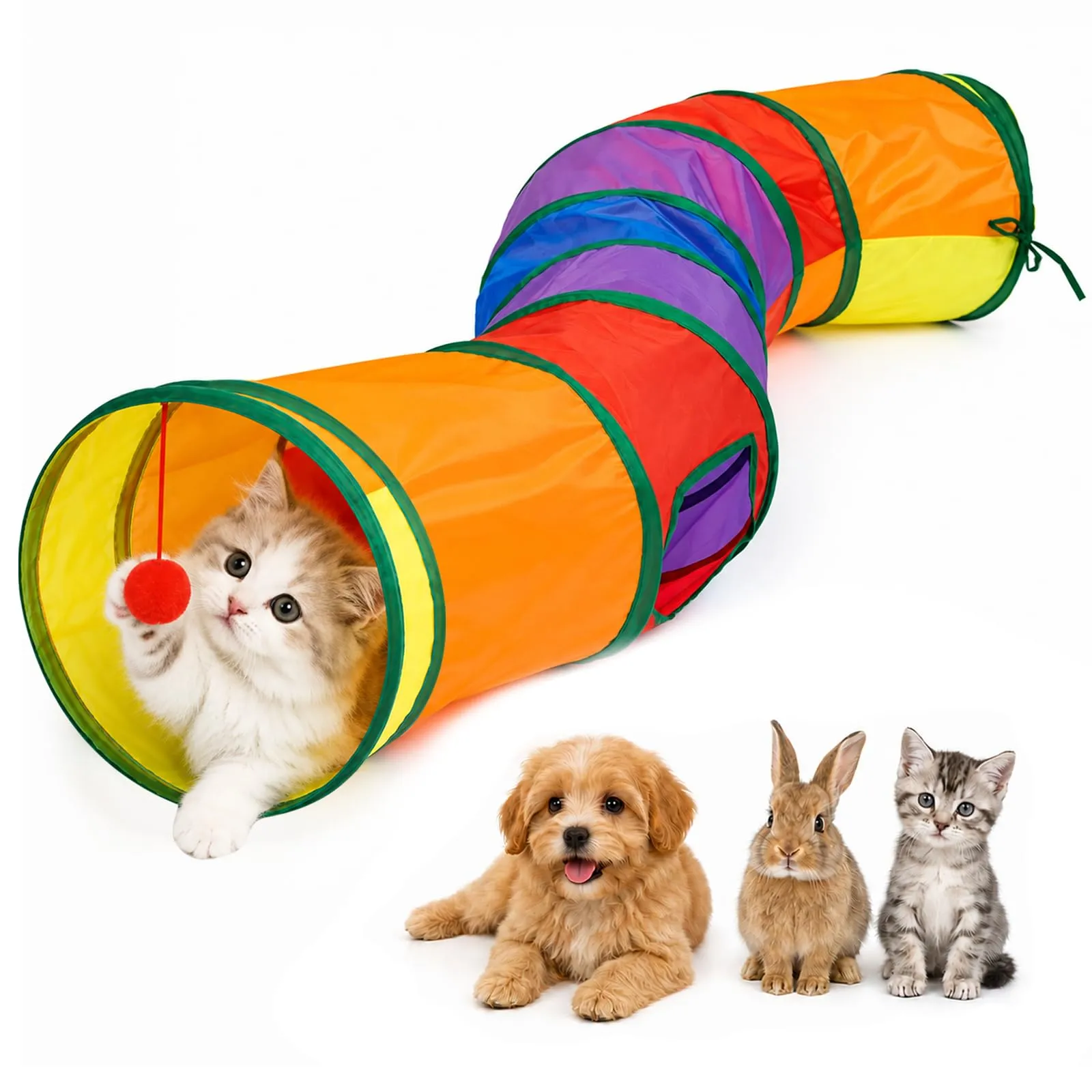 APKOL Tunnel per Gatti Pieghevole Forma S (116x25cm) - immagine 1
