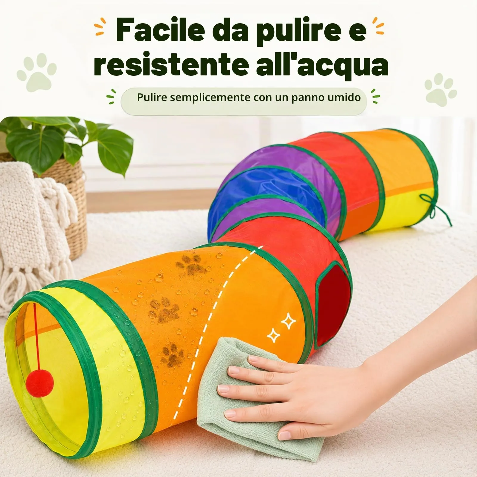 APKOL Tunnel per Gatti Pieghevole Forma S (116x25cm) - immagine 6