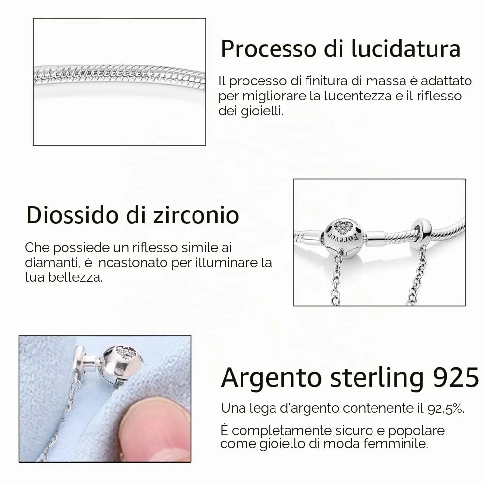 KUNSIR Moments Bracciale Donna in Argento Sterling 925 Snake, Compatibile con Pandora, 19cm - immagine 4