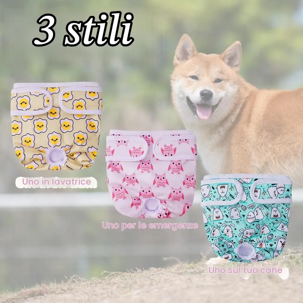 Aomig Pannolini Lavabili per Cani Femmina, Riutilizzabili e Assorbenti, Taglia M, 3 Pezzi - immagine 6