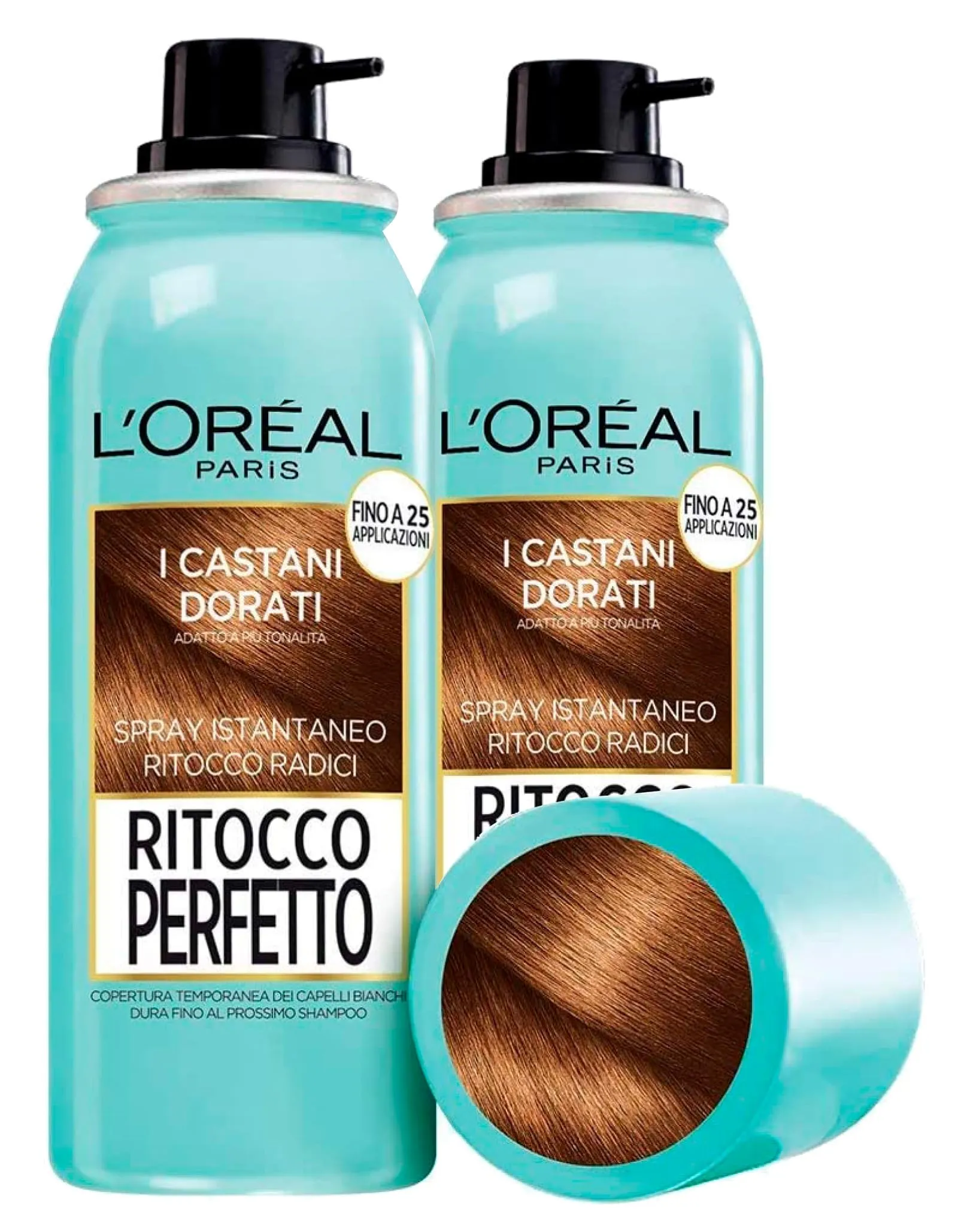 L'Oréal Paris Ritocco Perfetto Spray Copertura Temporanea Radici Castano Dorato, 75ml (Confezione da 2) - immagine 1