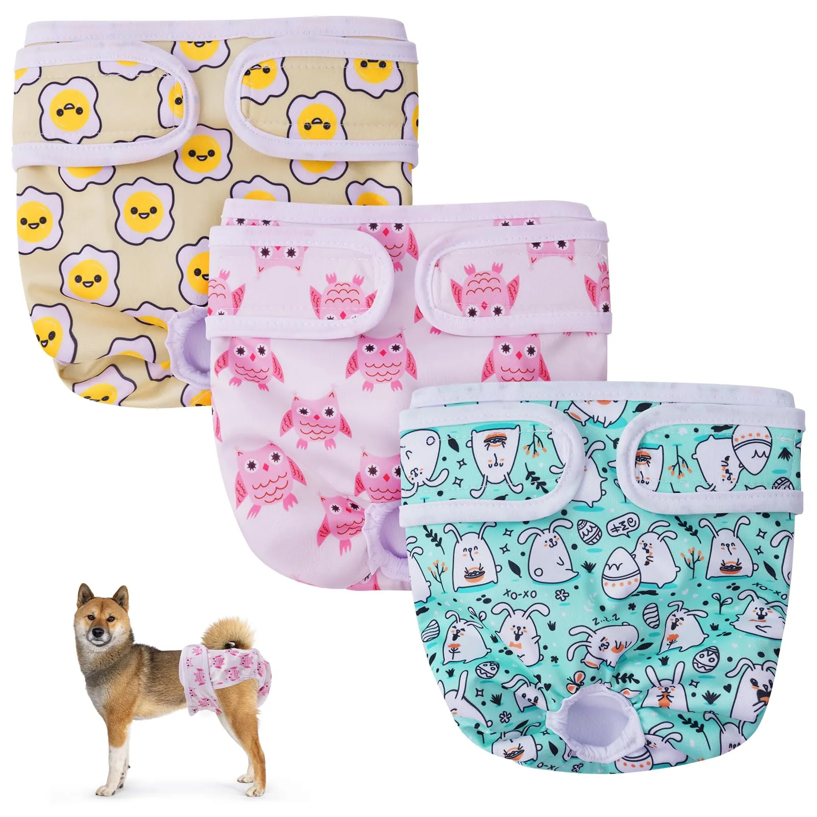 Aomig Pannolini Lavabili per Cani Femmina, Riutilizzabili e Assorbenti, Taglia L (3 Pezzi) - immagine 1