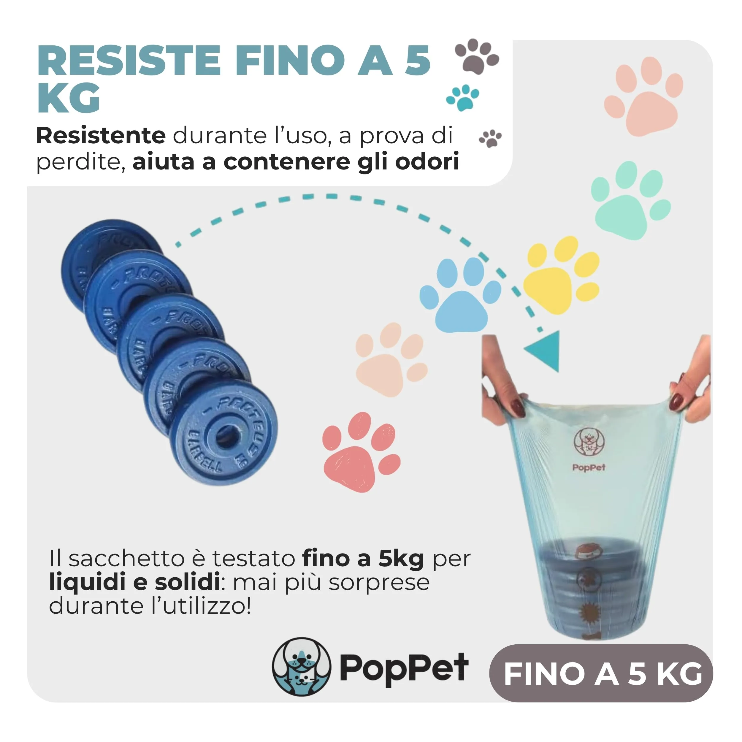 Poppet Sacchetti Igienici Extra Stretch per Escrementi Cani, Materiale Riciclato, 300 Unità - immagine 4