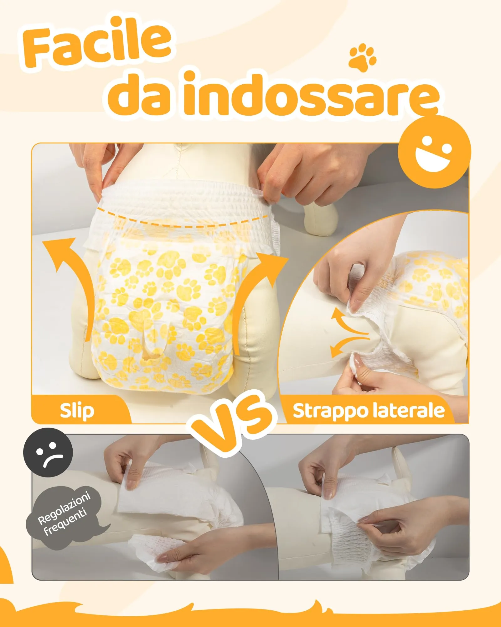Flying Paws Pannolini Cane Usa e Getta Femmina con Elastico in Vita, S-15 - immagine 5
