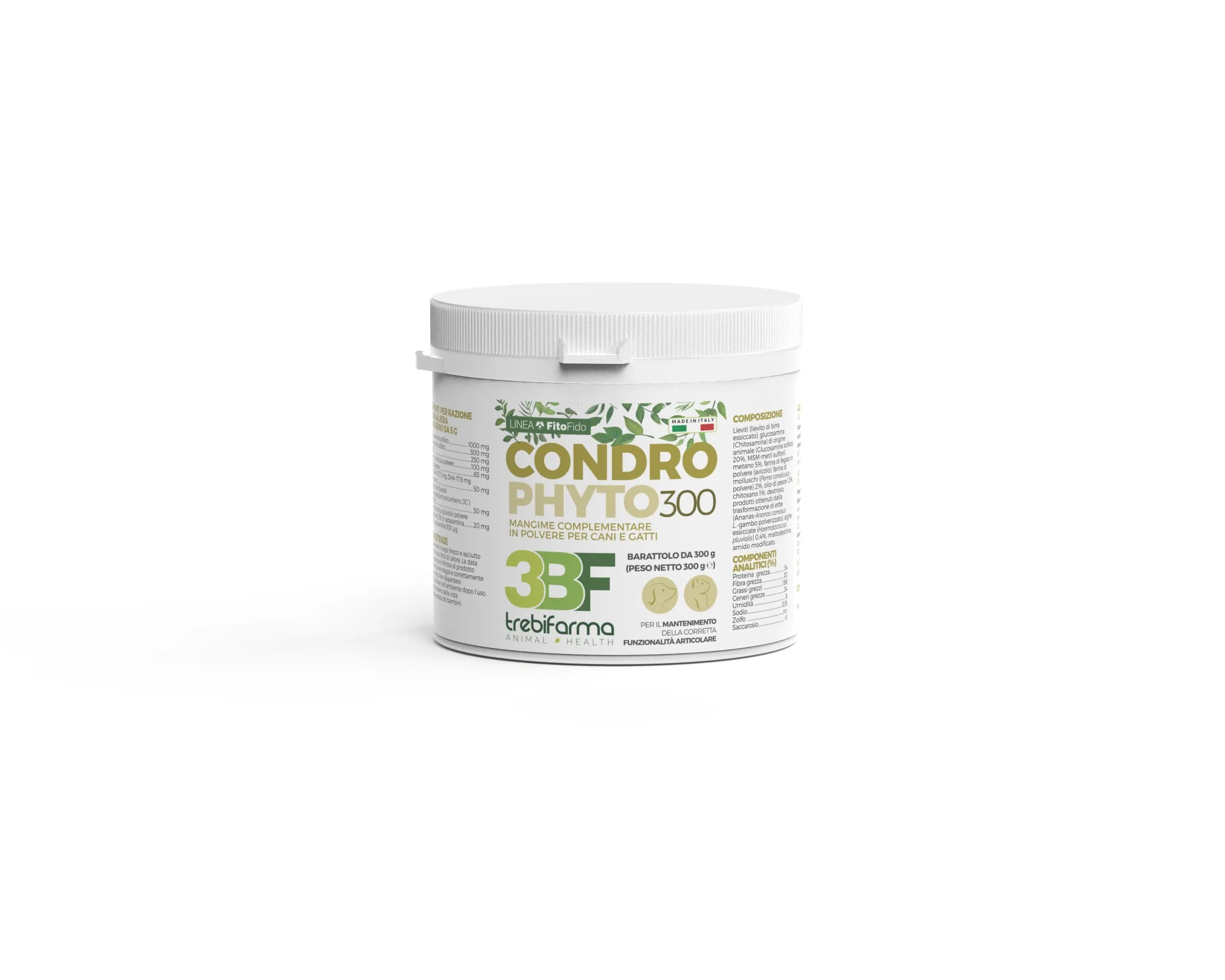 Trebifarma Condrophyto 3BF - Mangime Complementare in Polvere per Cani e Gatti - Supporto Articolare - 300 g - immagine 1