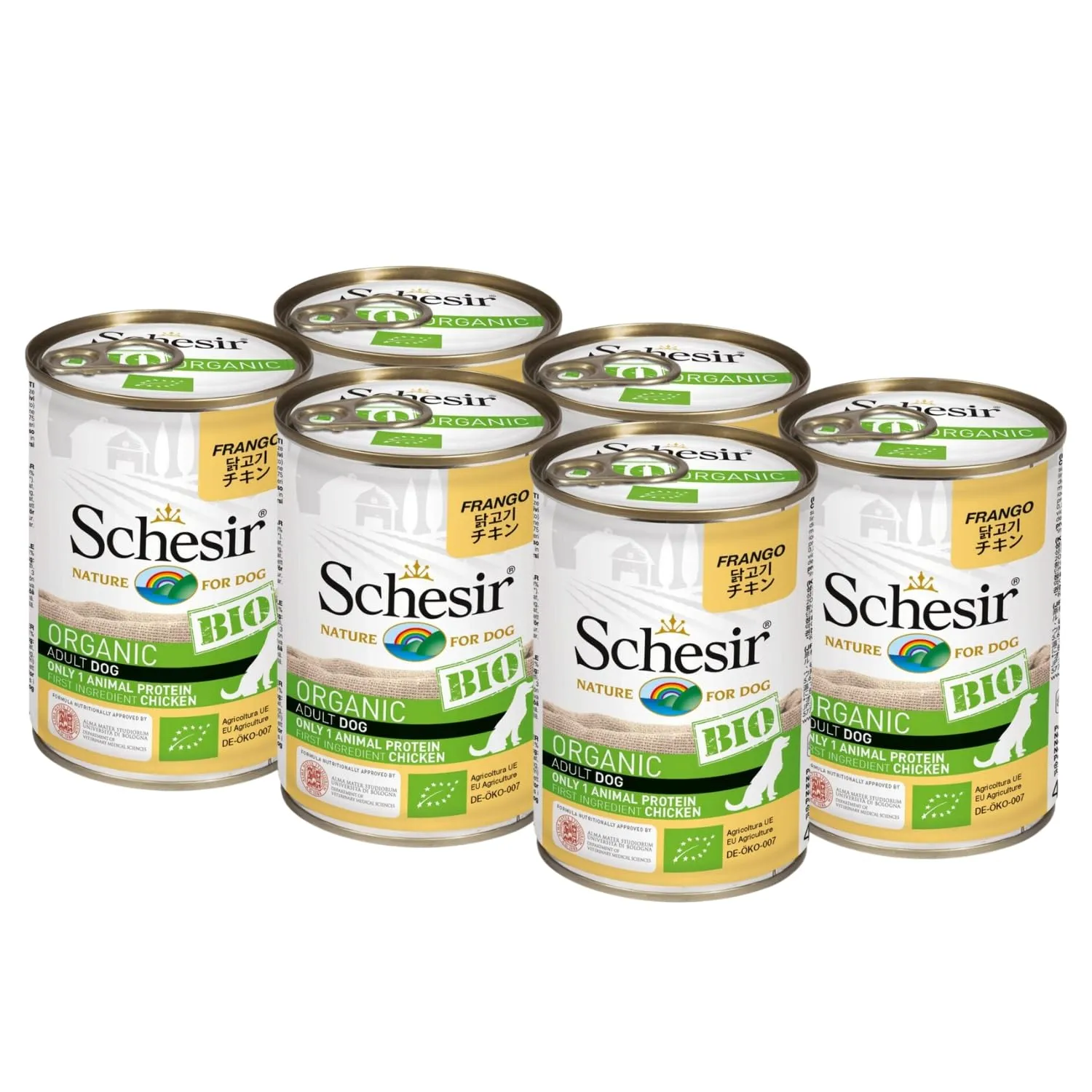 Schesir BIO Alimento Completo Umido per Cani Adulti, Paté di Pollo senza Cereali, 6 x 400g - immagine 1