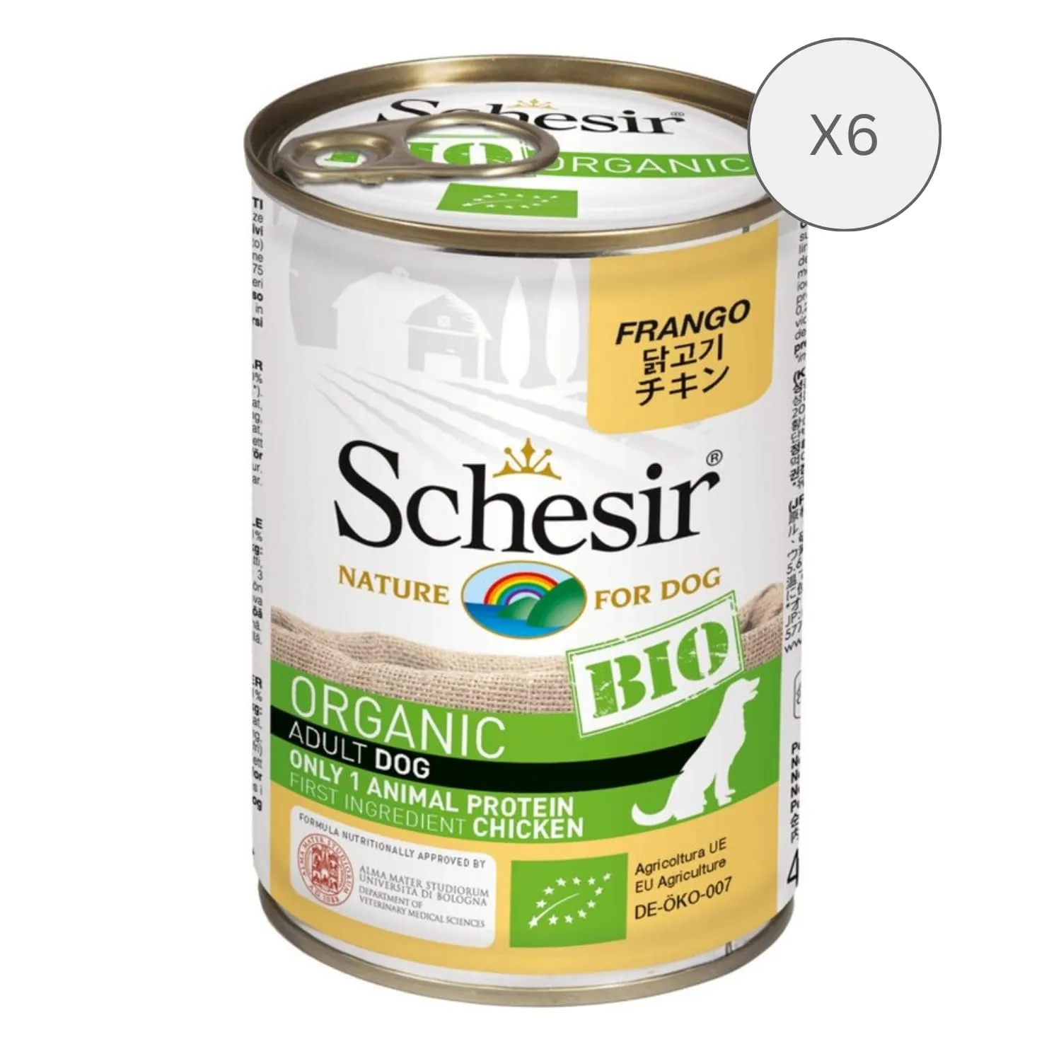 Schesir BIO Alimento Completo Umido per Cani Adulti, Paté di Pollo senza Cereali, 6 x 400g - immagine 2