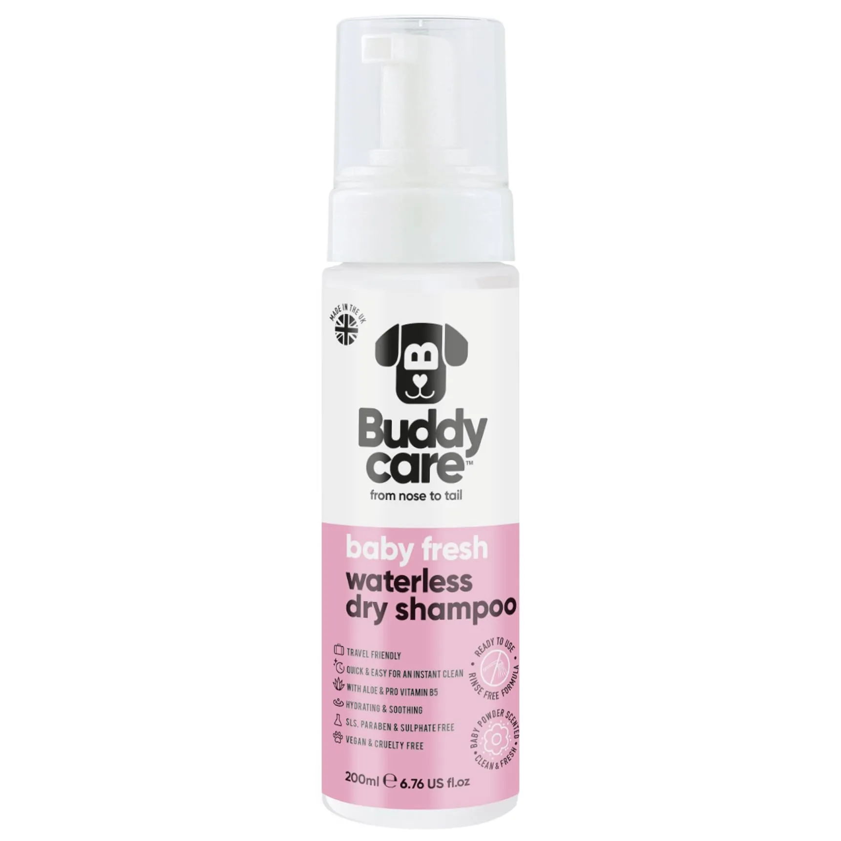 Buddycare Shampoo Secco per Cani Baby Fresh per Pelli Sensibili, 200 ml - immagine 1