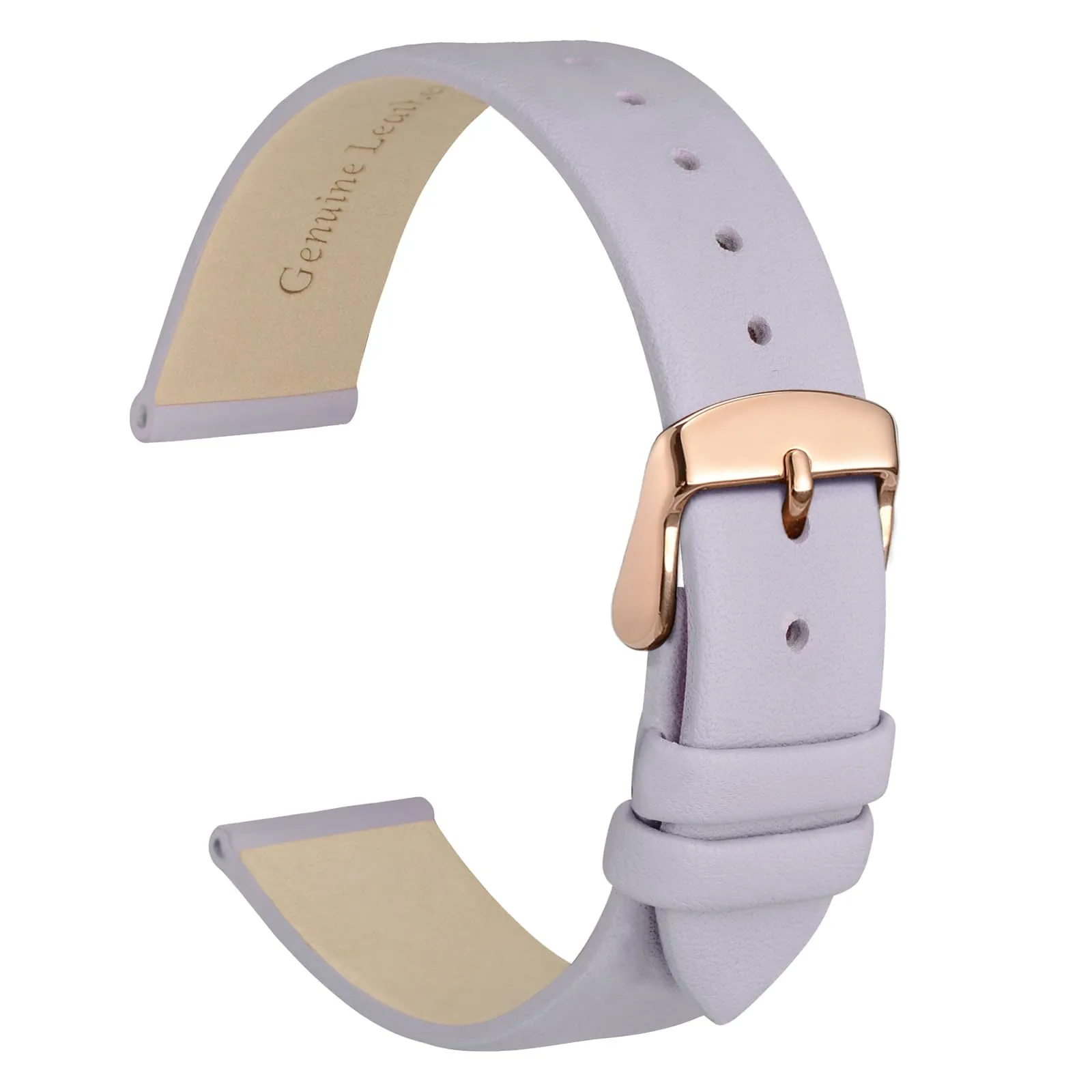 WOCCI Cinturino per Orologio in Pelle 20mm Viola Chiaro con Fibbia Oro Rosa - immagine 1