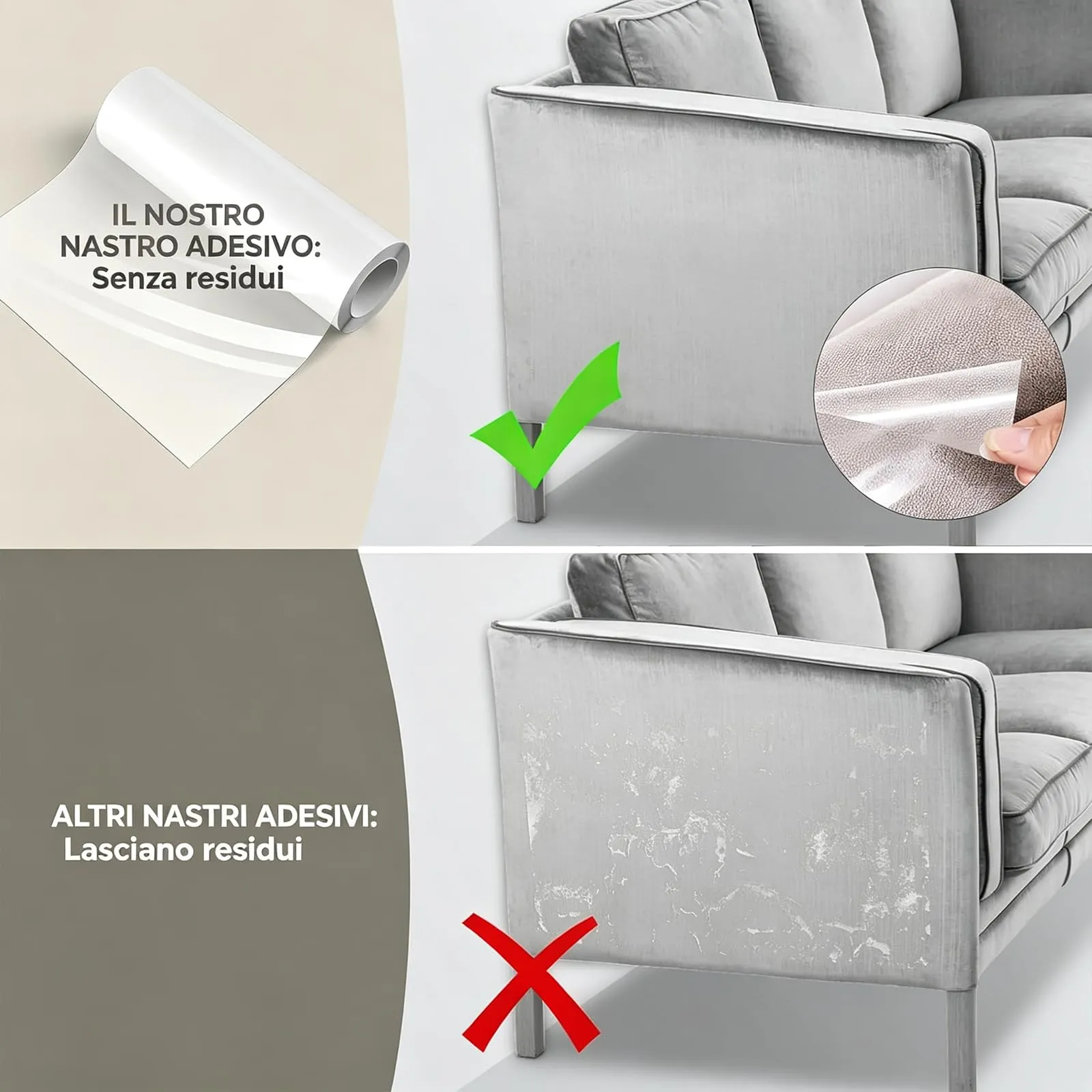 QianShouYan Protezione Divano Antigraffi per Gatti, Nastro Adesivo in PVC Trasparente, 30cm x 5m - immagine 5