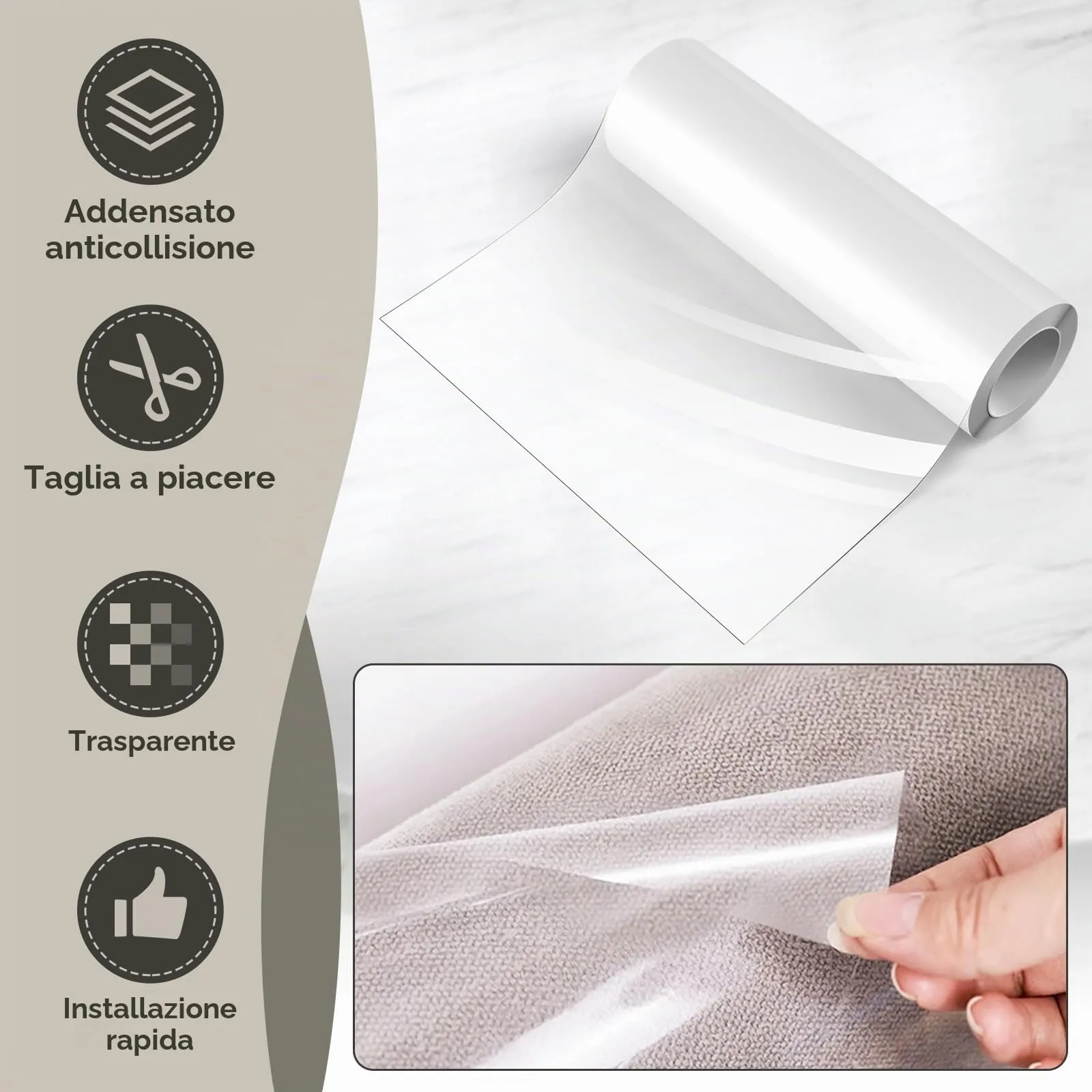 QianShouYan Nastro Adesivo Antigraffi in PVC per Gatti e Mobili, Trasparente, 30cm x 3m - immagine 3