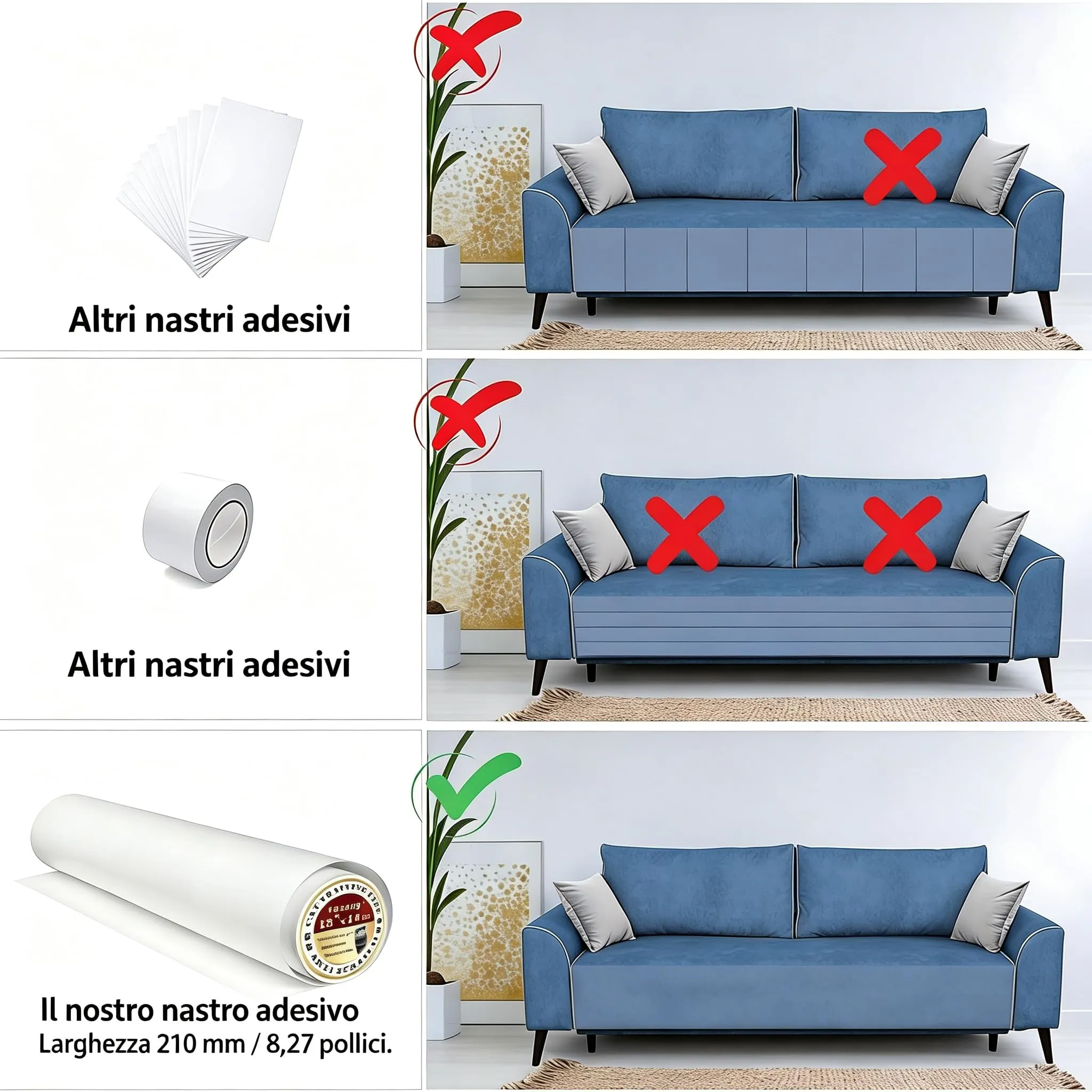 QianShouYan Protezione Divano Antigraffi per Gatti in PVC Trasparente, 44cm x 3m - immagine 4