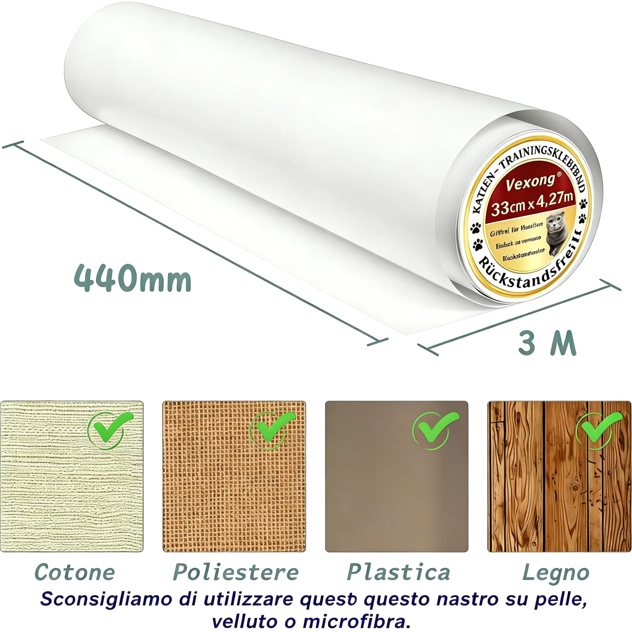 QianShouYan Protezione Divano Antigraffi per Gatti in PVC Trasparente, 44cm x 3m - immagine 7