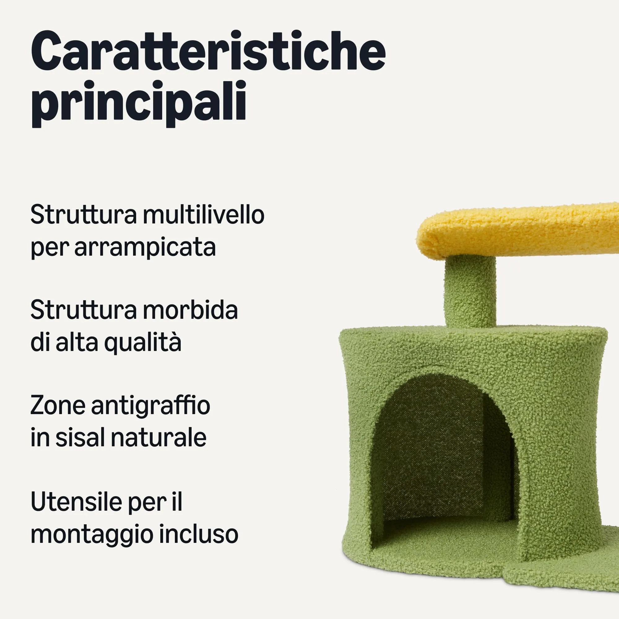 Amazon Basics Albero Tiragraffi per Gatti a Forma di Cactus con Condominio e Pallina Oscillante, 78cm, Verde - immagine 2