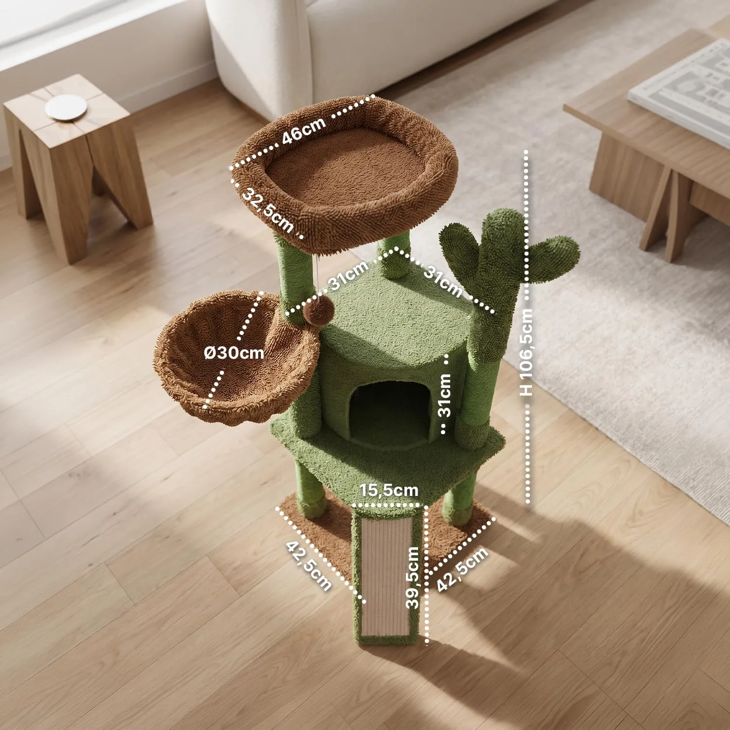 Avilia Albero Tiragraffi per Gatti a Forma di Cactus in Sisal, 106,5 cm - immagine 7
