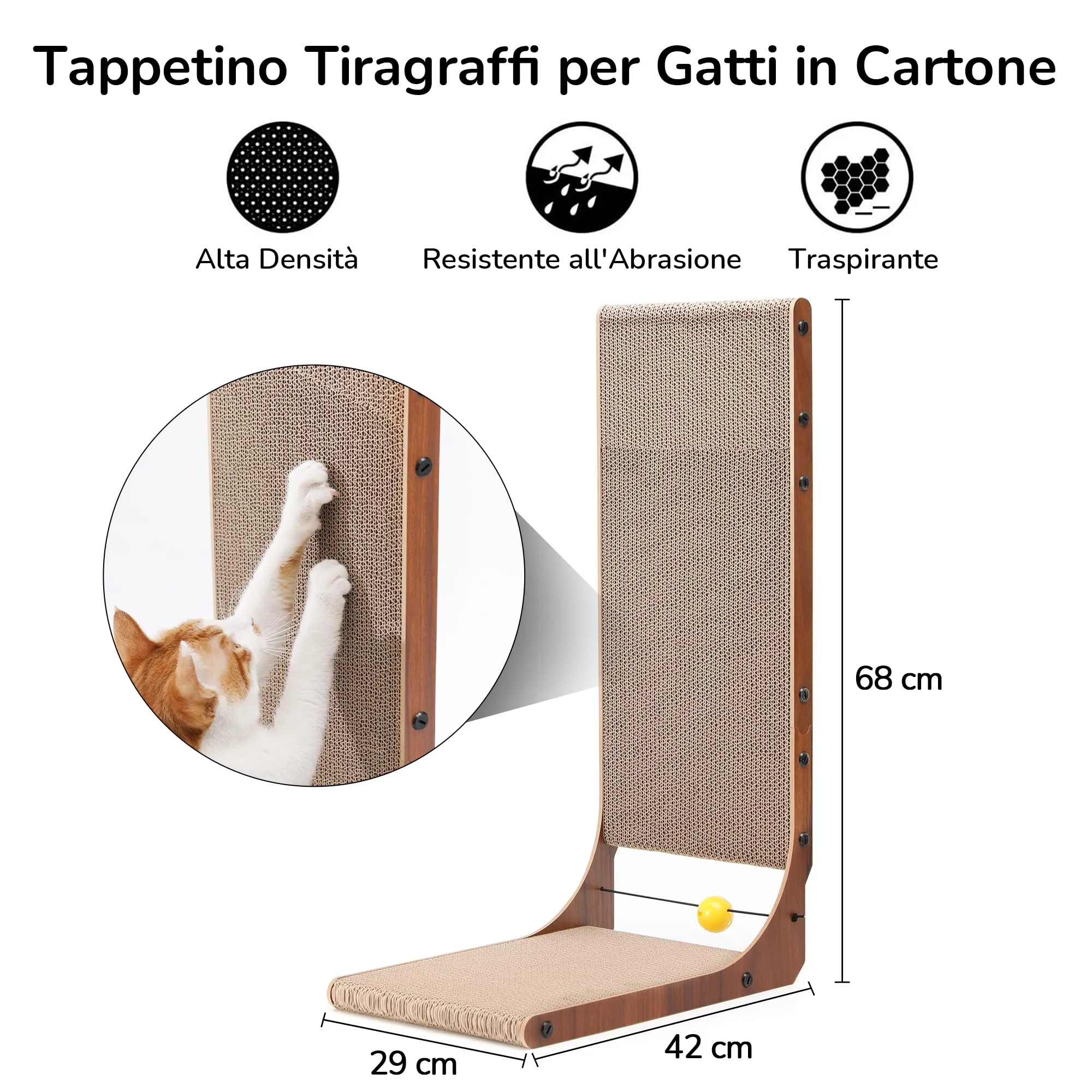 FUKUMARU Tiragraffi per Gatti in Cartone a Forma di L, 68 cm, Noce, 2 Confezioni - immagine 6