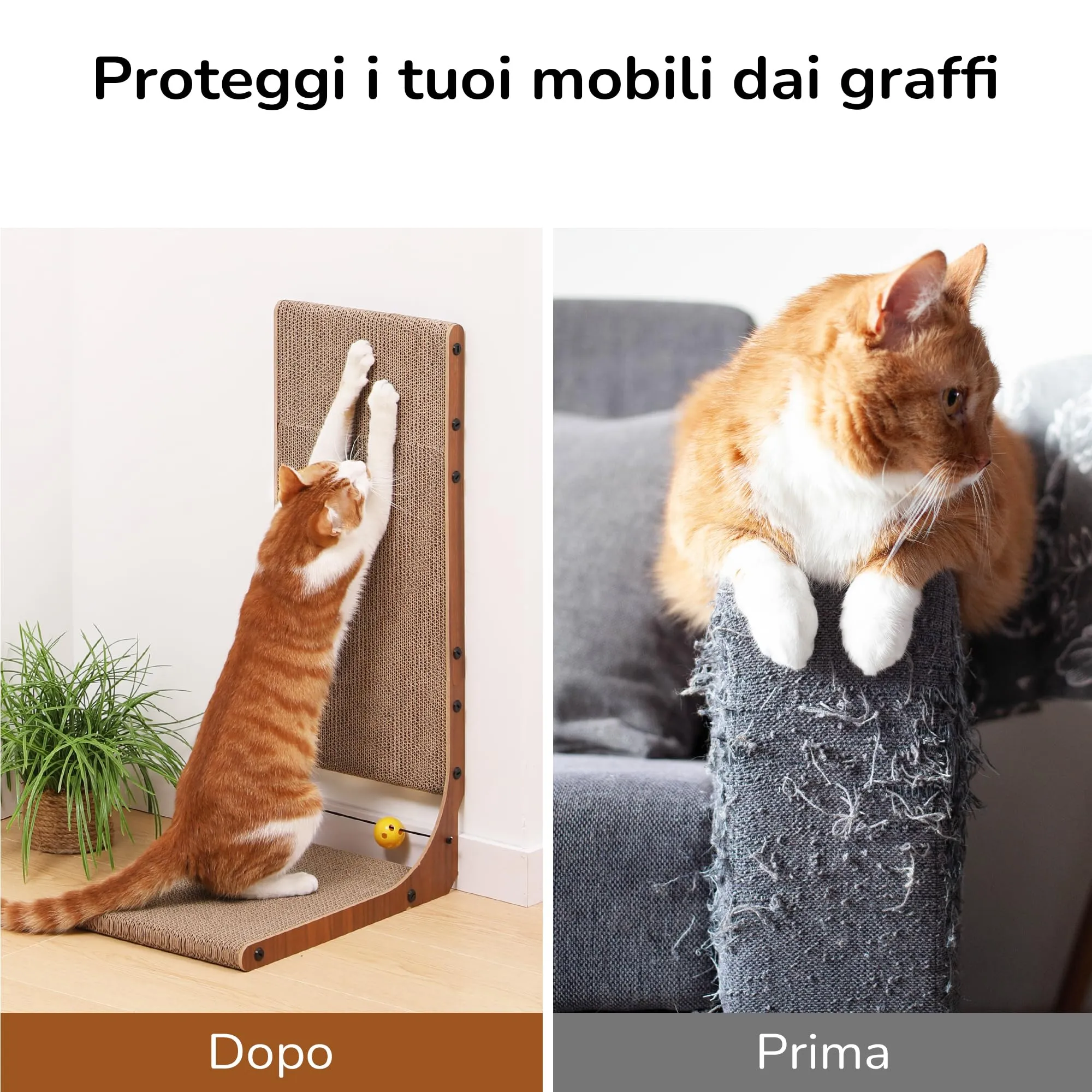 FUKUMARU Tiragraffi per Gatti in Cartone a Forma di L, 68 cm, Noce, 2 Confezioni - immagine 7