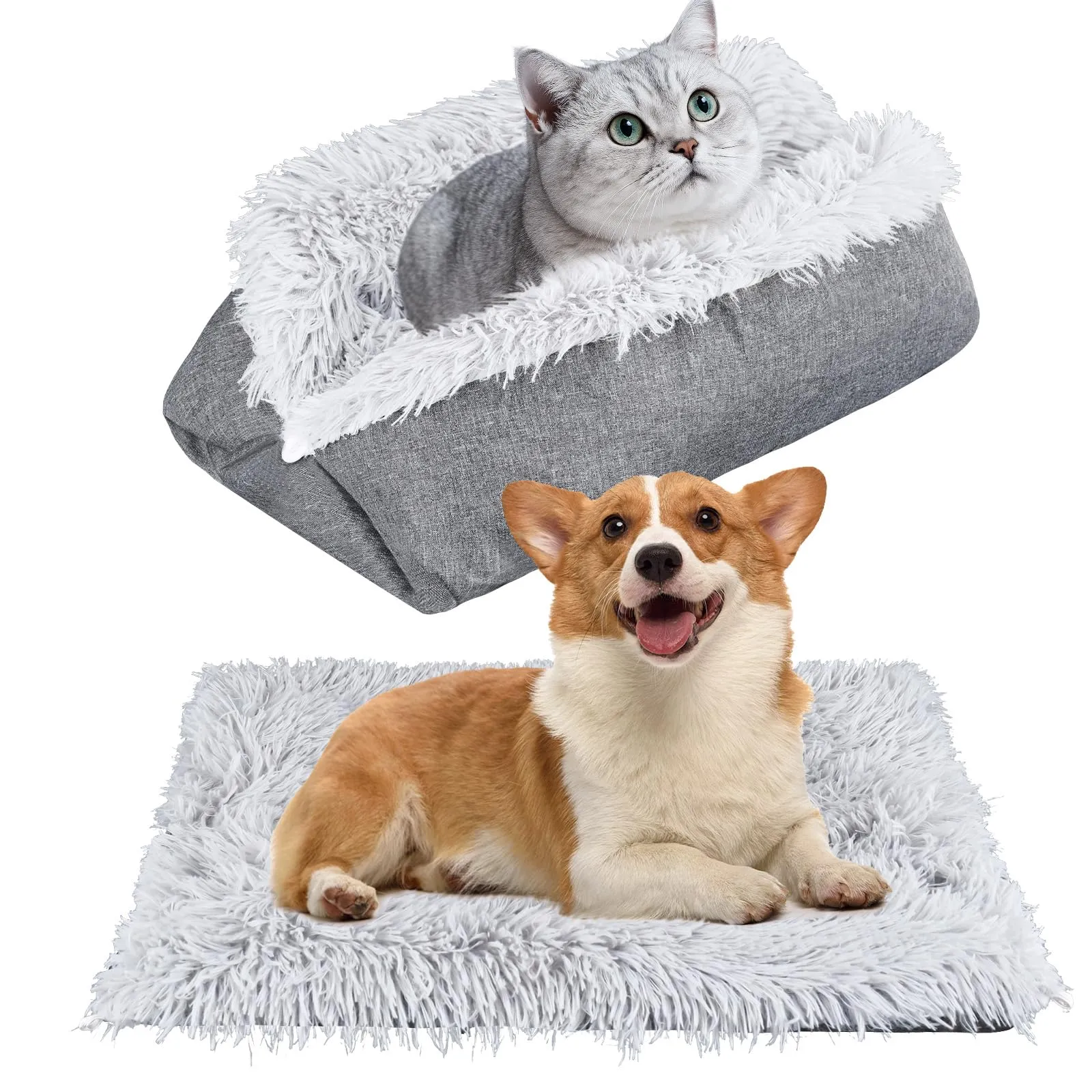 JABNOW Coperta Autoriscaldante per Gatti e Cani Piccoli, 60 x 50 cm, Tappetino Lavabile a Pelo Lungo - immagine 1