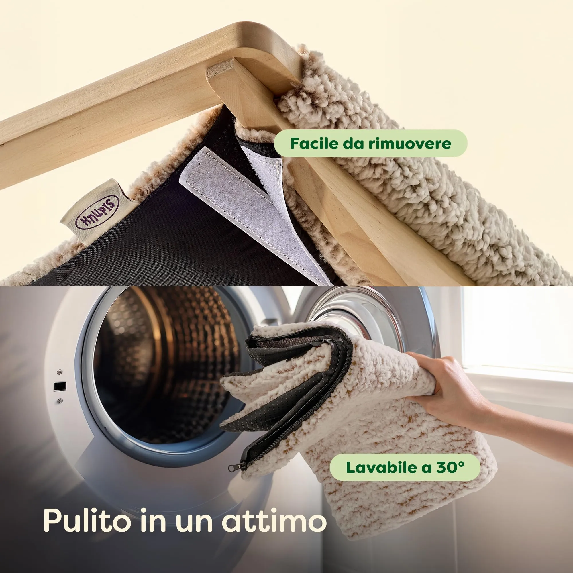 Knupis Mensole da Parete per Gatti con Amaca e 2 Scale – Pino FSC Beige - immagine 4