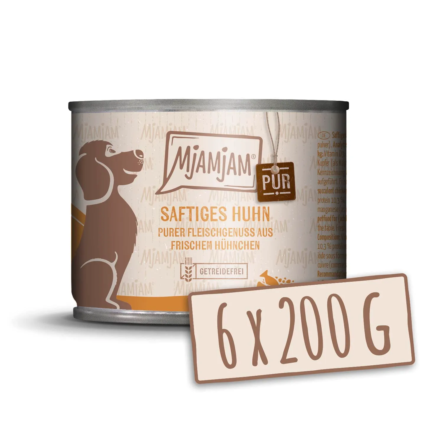 MjAMjAM Cibo Umido Premium per Cani Pollo Puro Senza Cereali, 6 x 200 g - immagine 1