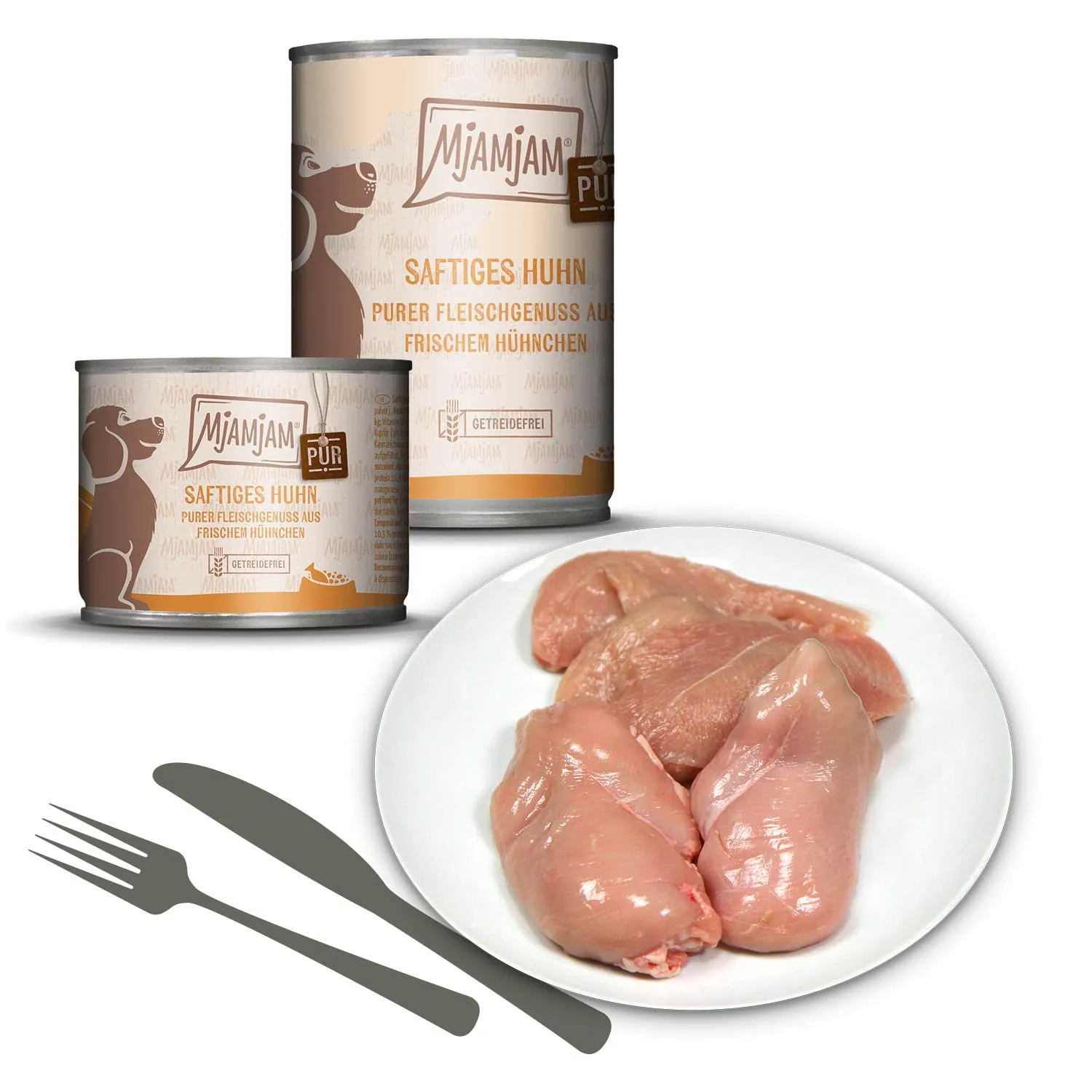 MjAMjAM Cibo Umido per Cani Pollo, Senza Cereali, 6 x 800 g - immagine 2