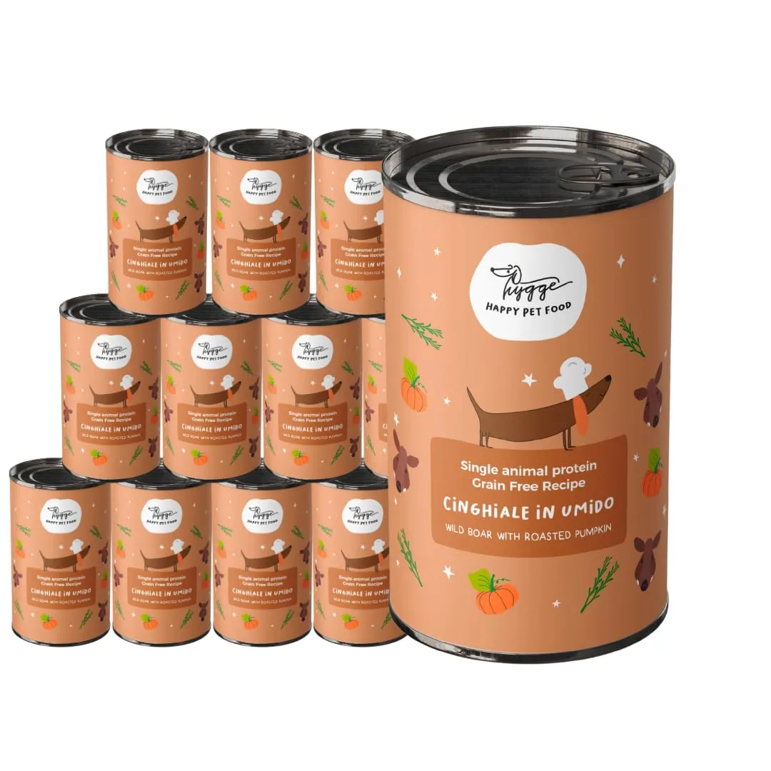 Hygge Dog Cibo Umido per Cani Monoproteico al Cinghiale e Zucca Arrostita Grain Free, 12 x 400g - immagine 1
