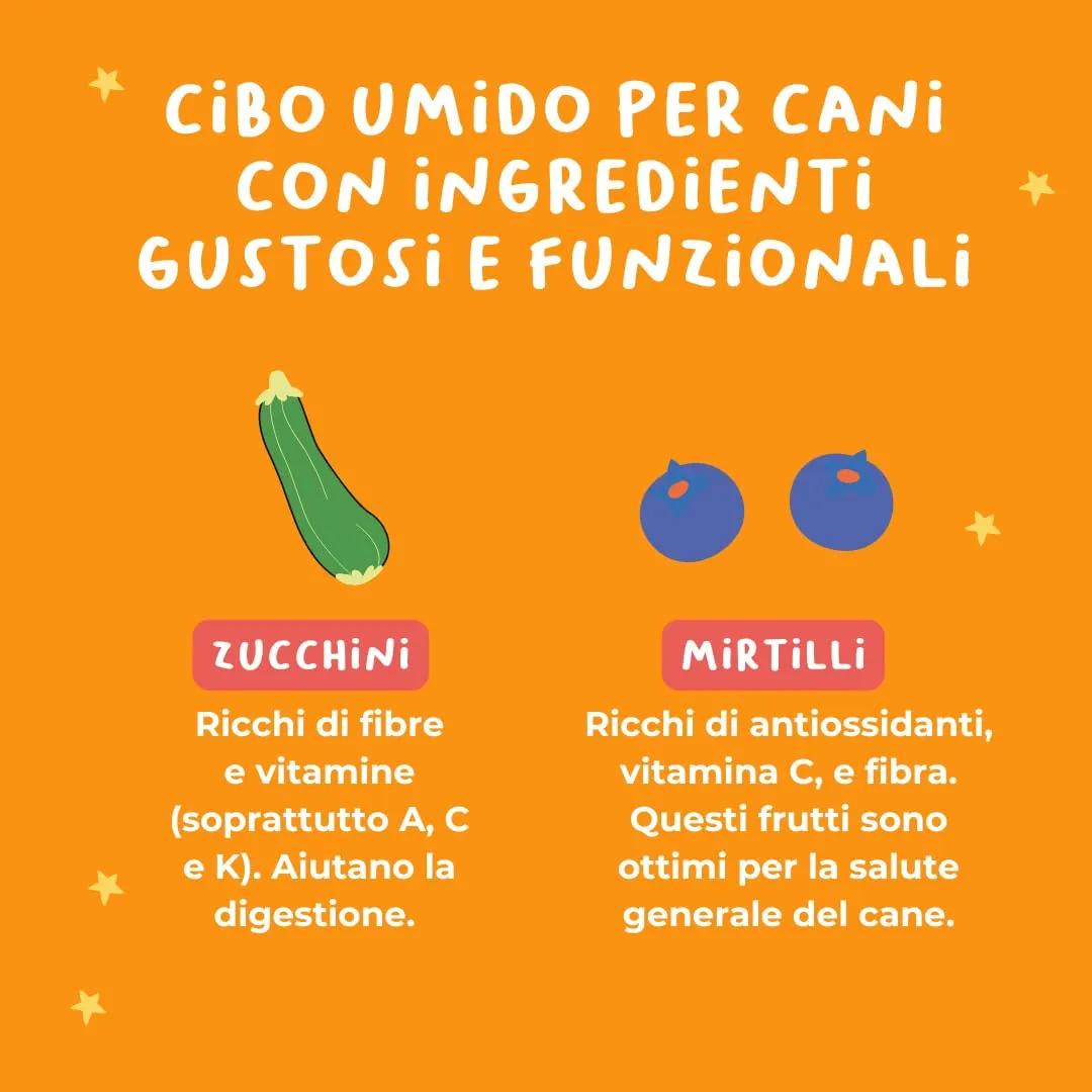 Hygge Cibo Umido Cani Monoproteico al Tacchino con Zucchine, Mele e Mirtilli, Senza Cereali, 12 x 400g - immagine 3