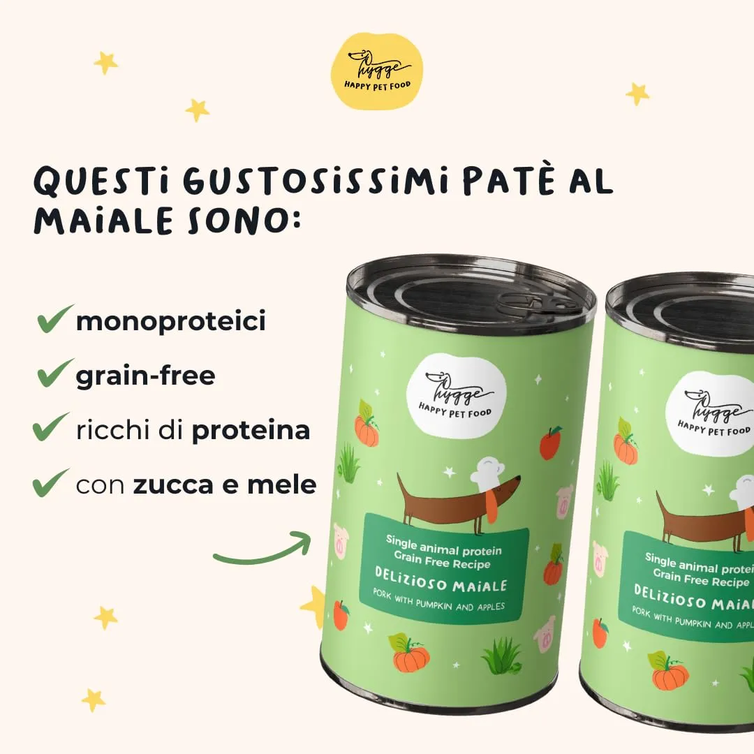 Hygge Cibo Umido per Cani Monoproteico al Maiale con Patate e Finocchietto, Senza Cereali, Adulti, 12 x 400g - immagine 2