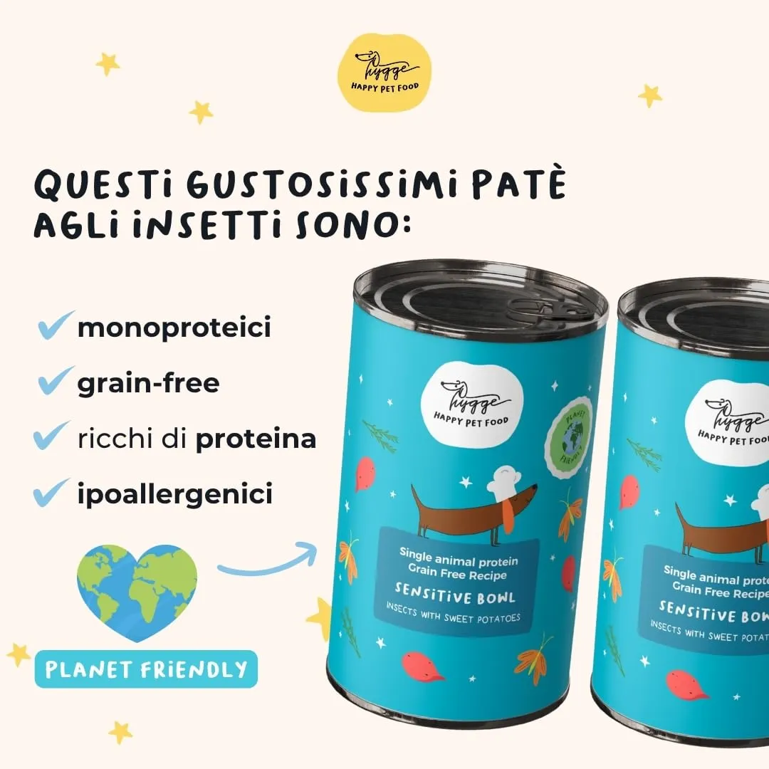 Hygge Dog Cibo Umido per Cani Monoproteico con Proteina di Insetto e Patate Dolci, Grain Free, 12 x 400 g - immagine 2