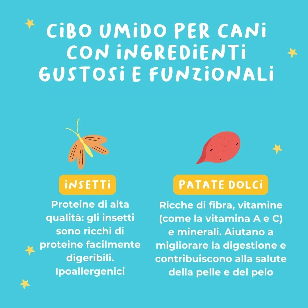 Hygge Dog Cibo Umido per Cani Monoproteico con Proteina di Insetto e Patate Dolci, Grain Free, 12 x 400 g - immagine 3