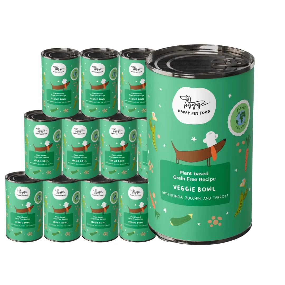 Hygge Dog Veggie Bowl Cibo Umido per Cani con Quinoa Zucchine e Carote, 100% Vegetale e Grain Free, 12 x 400g - immagine 1