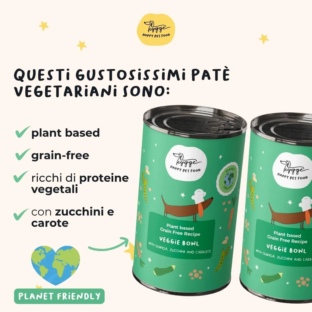 Hygge Dog Veggie Bowl Cibo Umido per Cani con Quinoa Zucchine e Carote, 100% Vegetale e Grain Free, 12 x 400g - immagine 2
