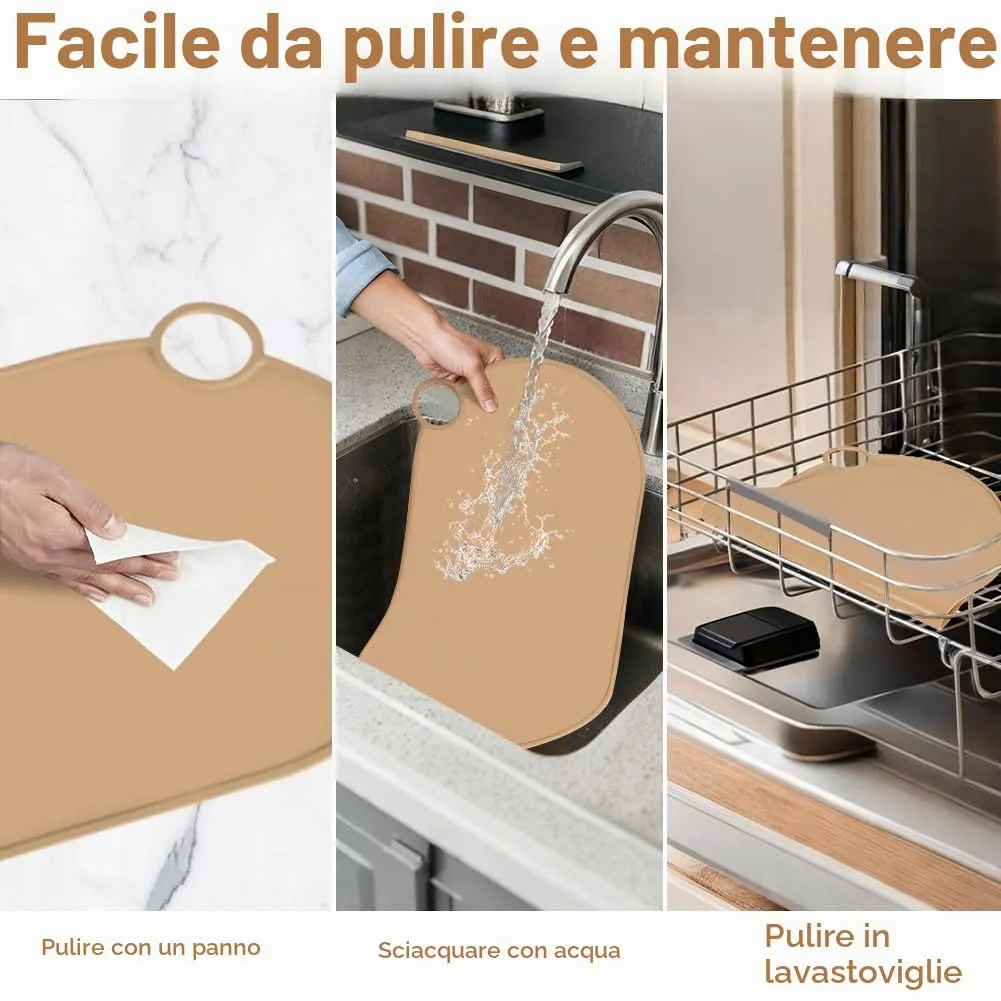 Adiwo Tappetino Ciotola Cane e Gatto Antiscivolo in Silicone, Impermeabile, 50x25 cm, Marrone - immagine 6